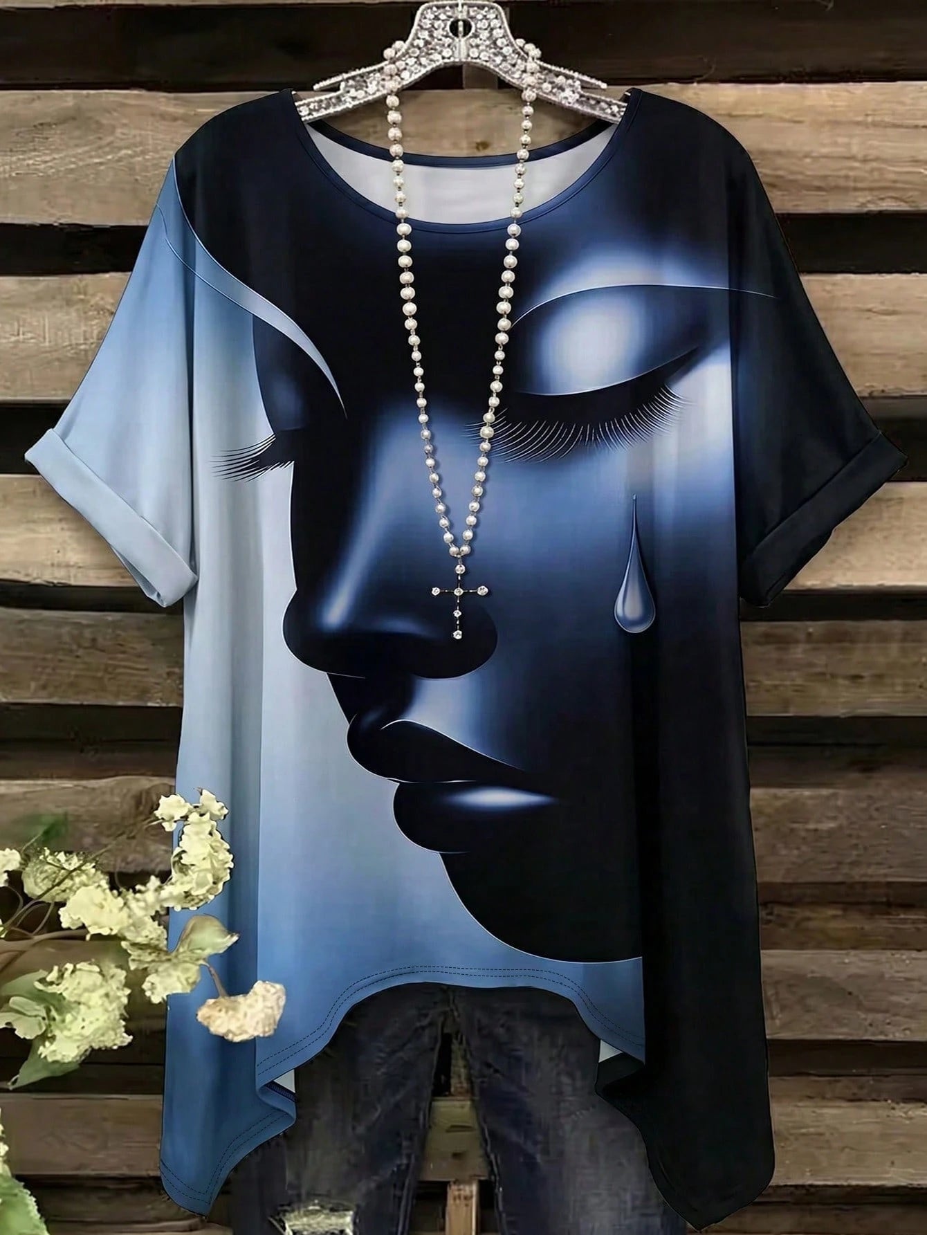 SHEIN LUNE CURVE Plus Size Women's Casual Print T-Shirt