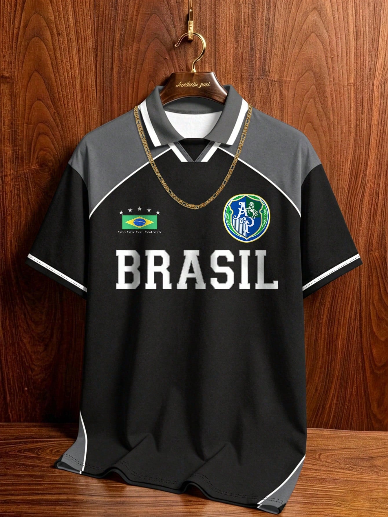 Retro Brazil Team Colorblock Polo Shirt Men's Knit Short Sleeve