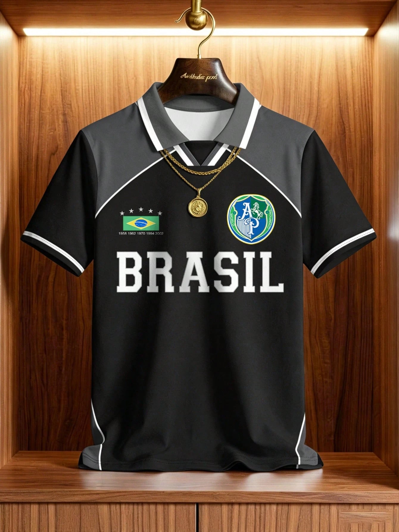 Retro Brazil Team Colorblock Polo Shirt Men's Knit Short Sleeve