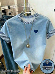 Women's Striped Patchwork Casual Short Sleeve T-Shirt