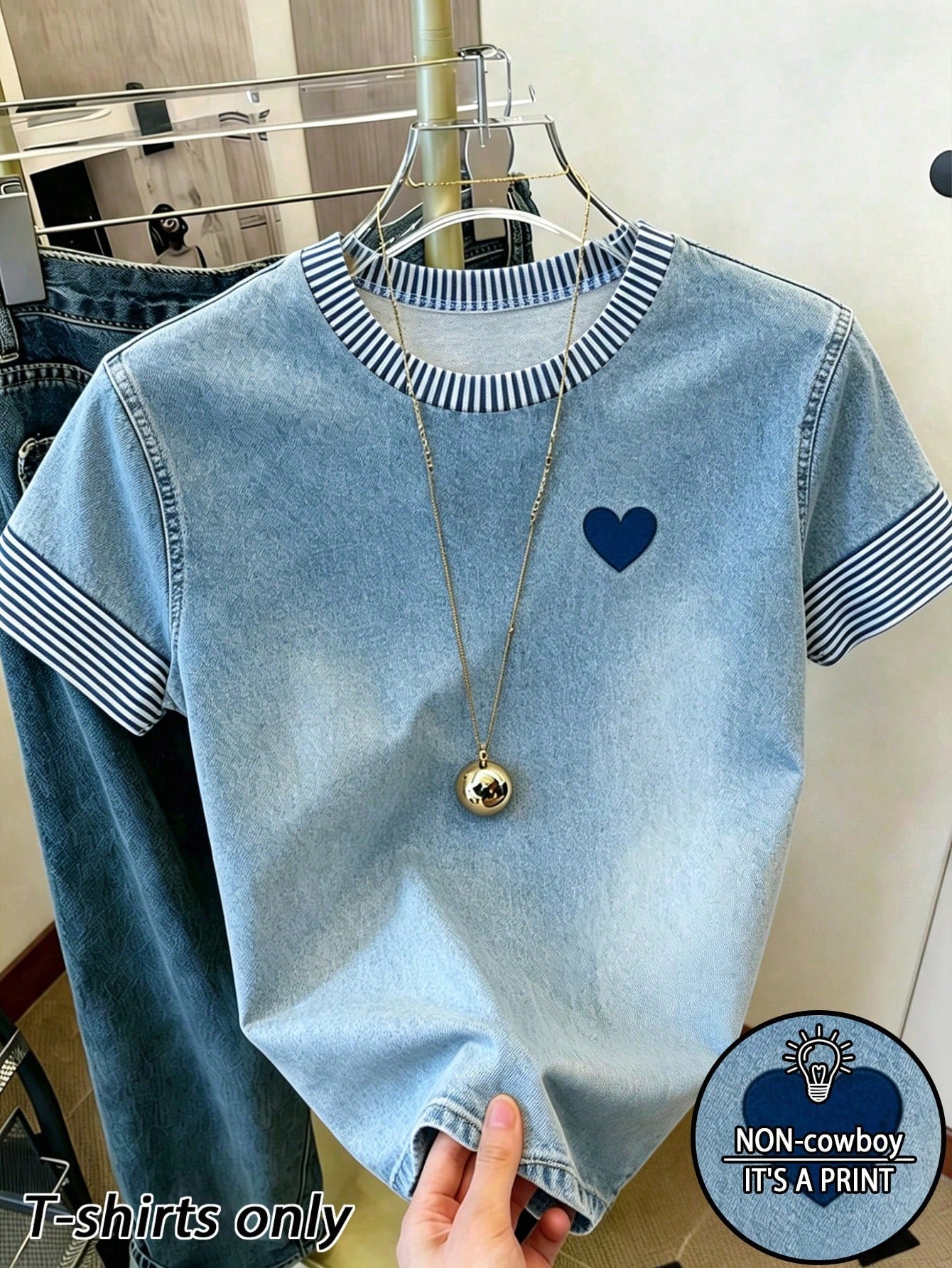 Women's Striped Patchwork Casual Short Sleeve T-Shirt