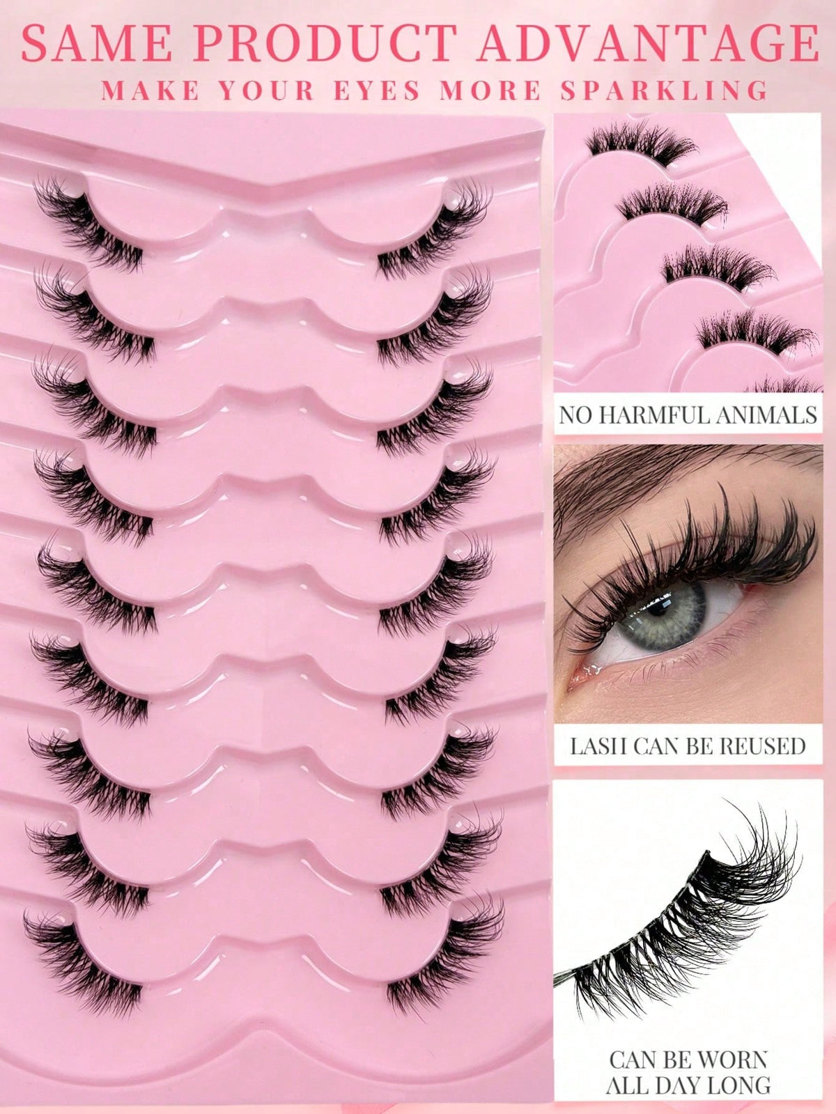 Women's 7 Pairs Cat Eye Half False Eyelash Set