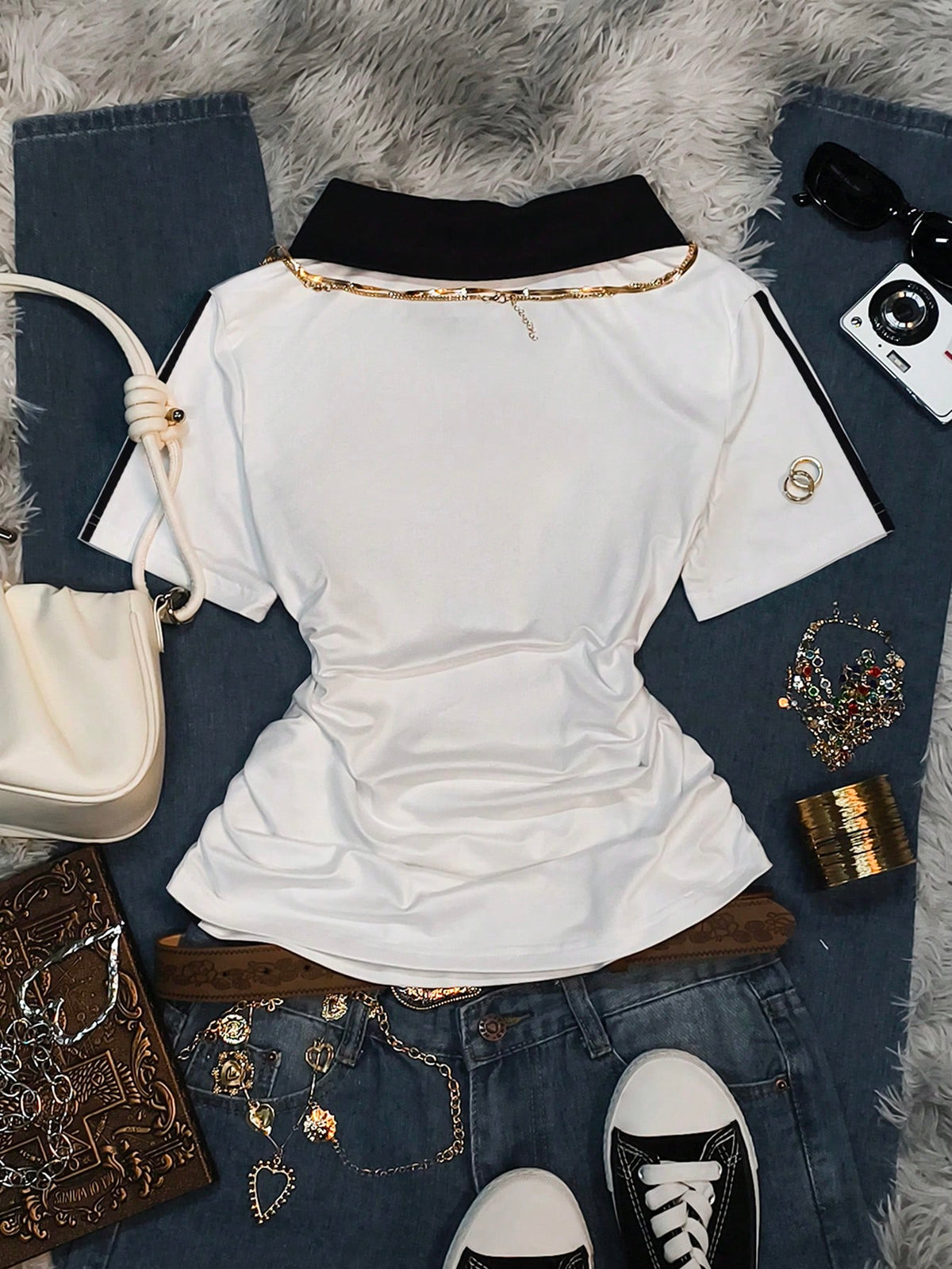 Women's Casual Vintage Y2K Printed Short Sleeve Polo Top