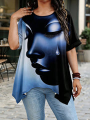SHEIN LUNE CURVE Plus Size Women's Casual Print T-Shirt