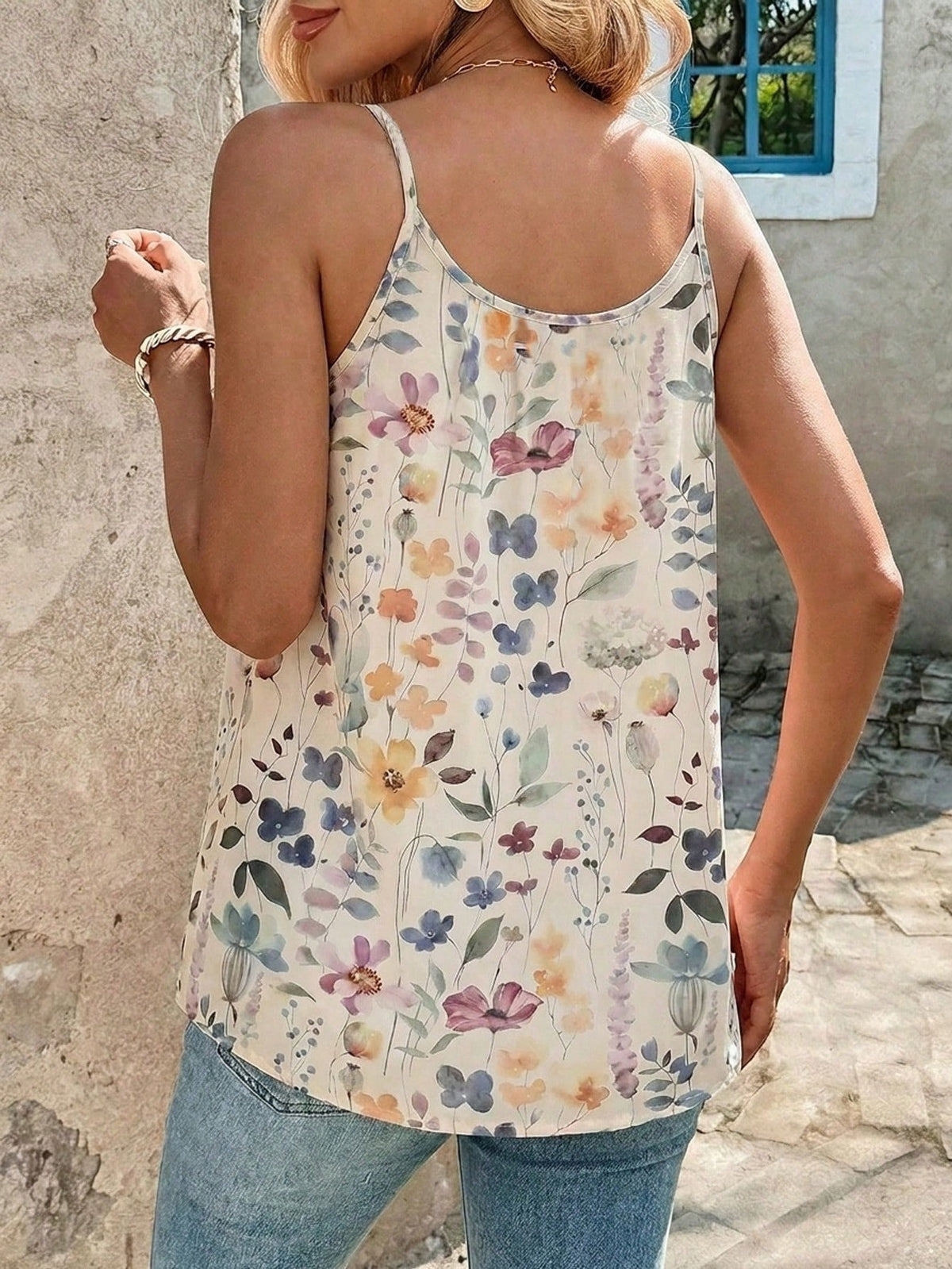 Women's Floral Print Sleeveless Camisole Tank Top Multicolor