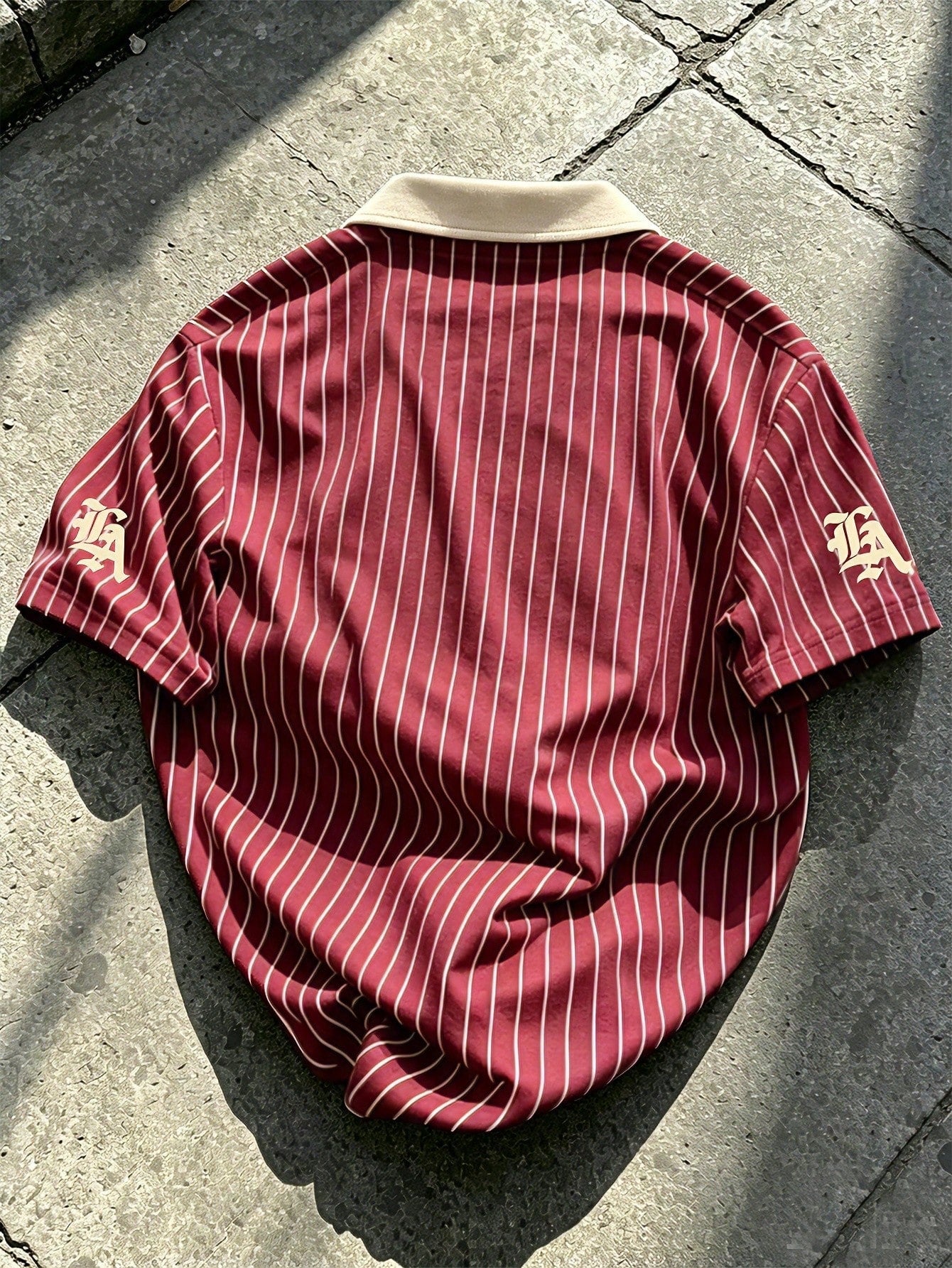 Manfinity EMRG Men's Casual Striped Letter Print Short Sleeve Polo
