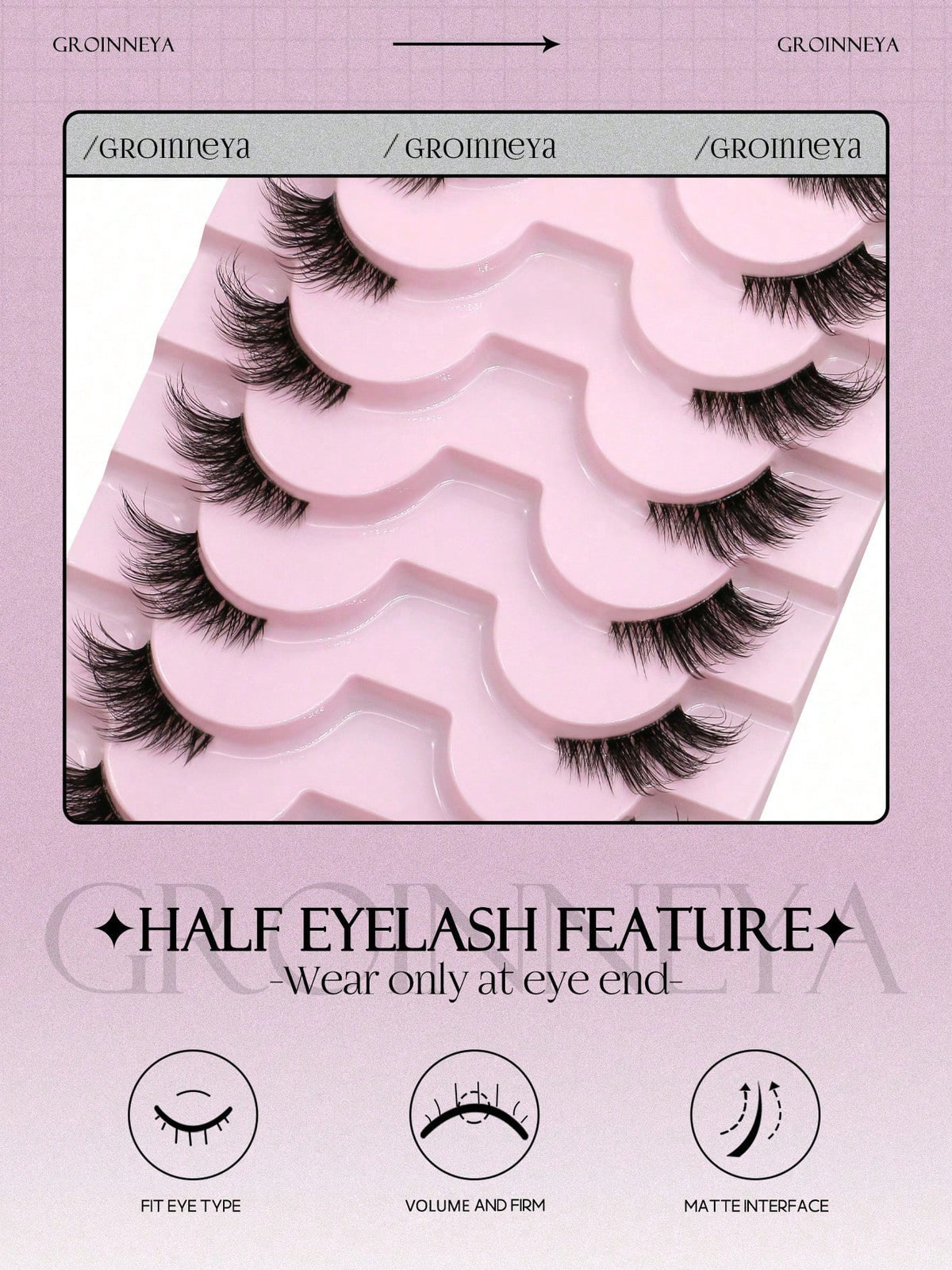 Women's Natural Look Clear Band Cat Eye False Eyelashes Set