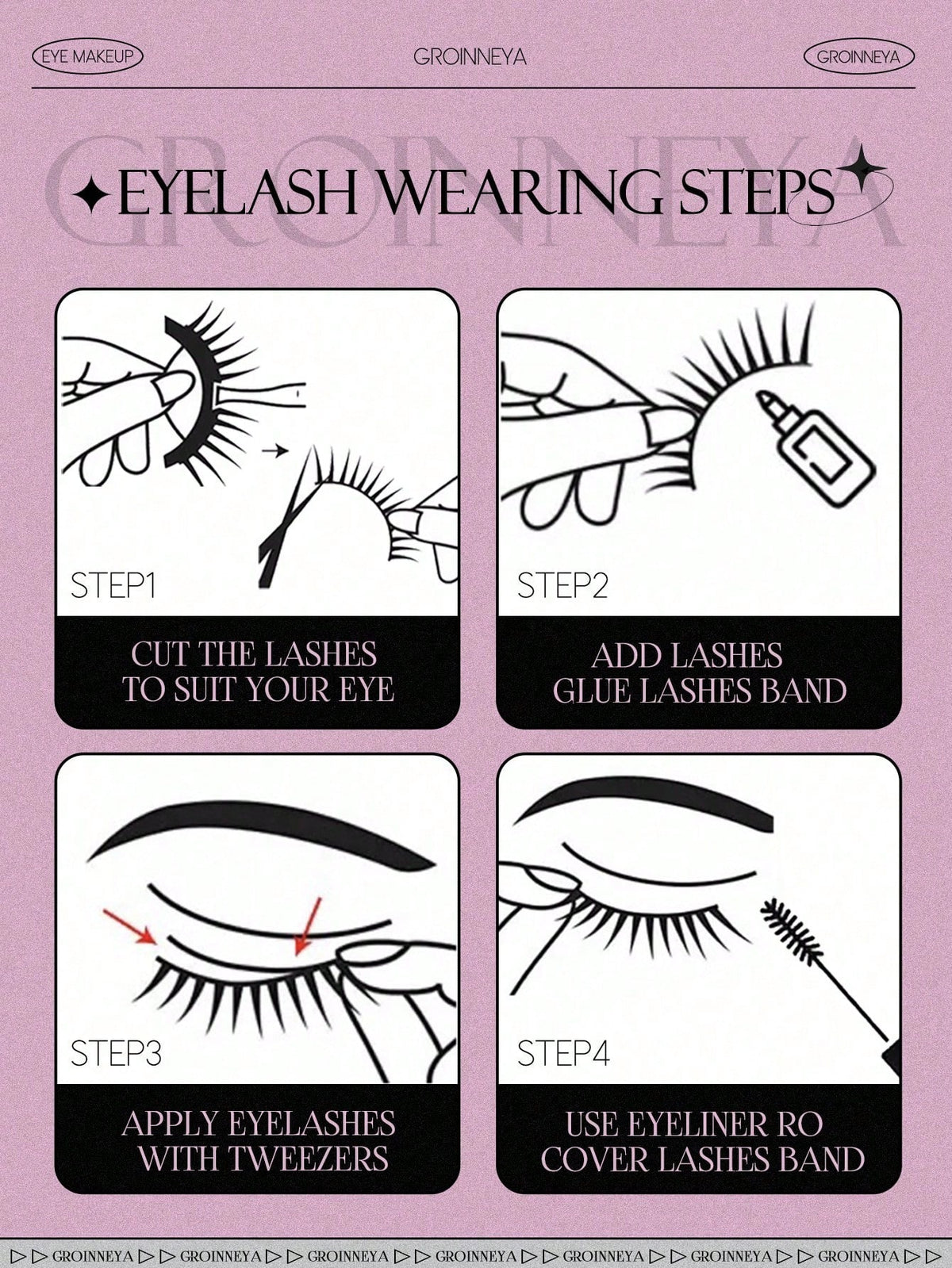 Women's Natural Look Clear Band Cat Eye False Eyelashes Set