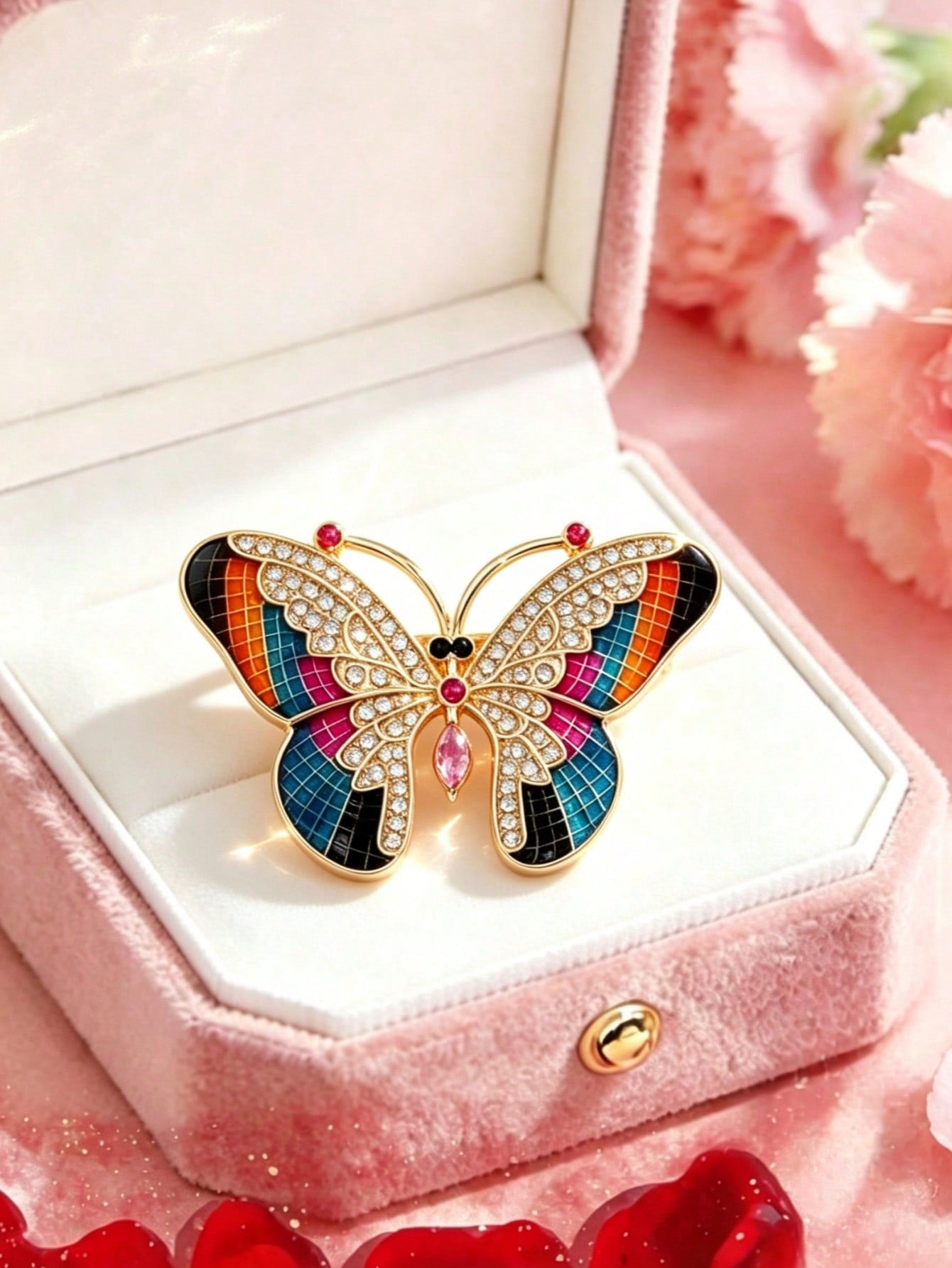 Women's Elegant Rhinestone Butterfly Shaped Brooch Lapel Pin