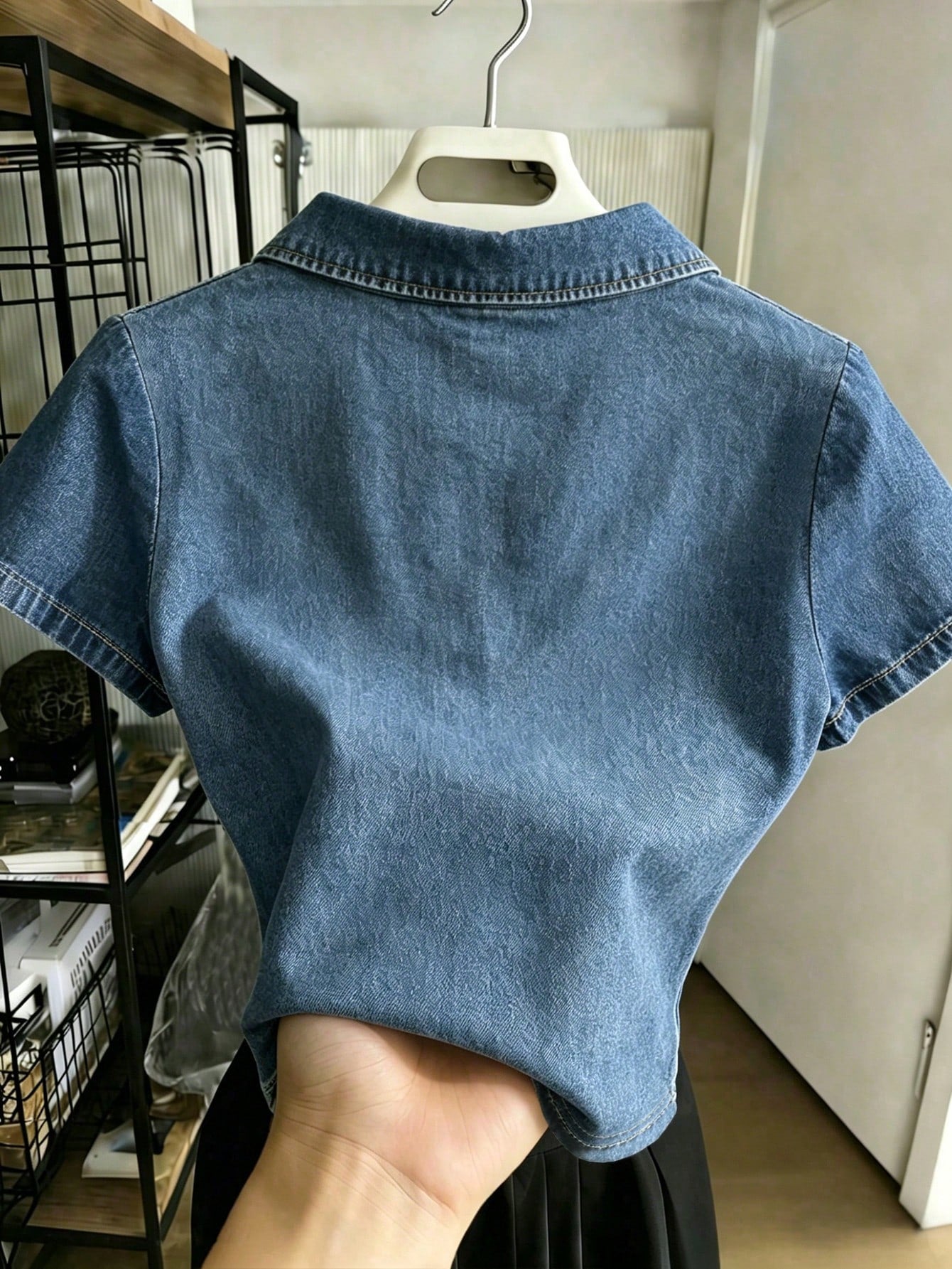 Women's Denim-Style Fashion Vintage Casual Polo Short Sleeve T-Shirt