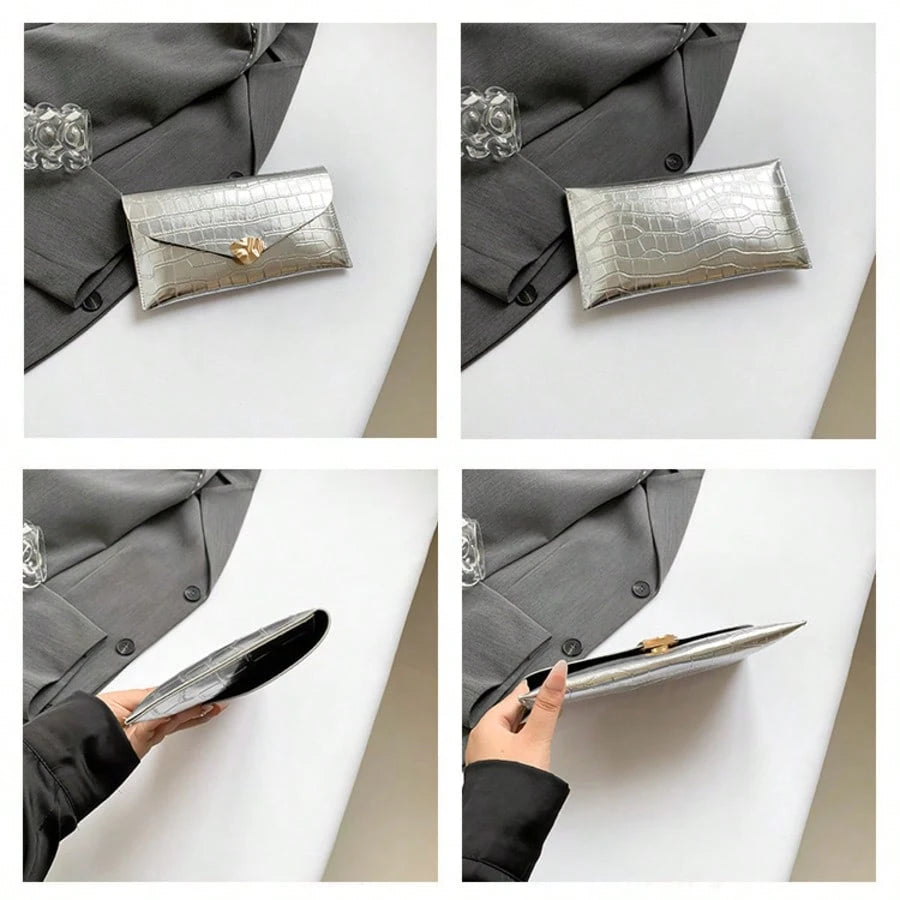 Women's Elegant Stone Texture Envelope Evening Clutch Bag