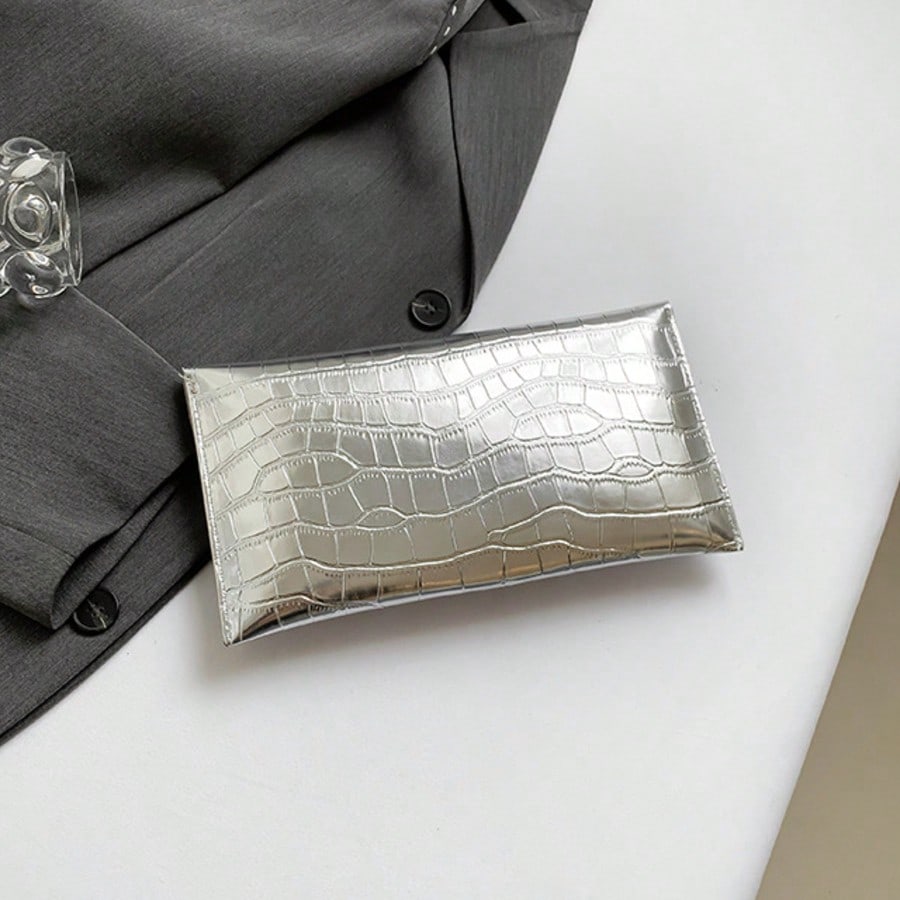 Women's Elegant Stone Texture Envelope Evening Clutch Bag