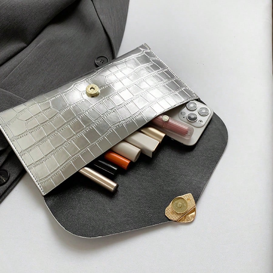 Women's Elegant Stone Texture Envelope Evening Clutch Bag