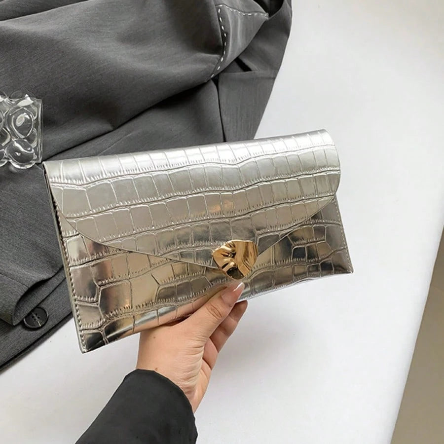 Women's Elegant Stone Texture Envelope Evening Clutch Bag