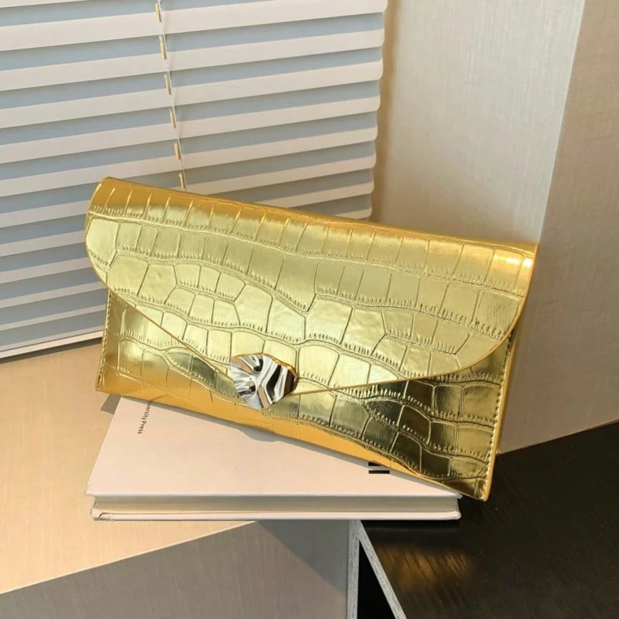 Women's Elegant Stone Texture Envelope Evening Clutch Bag
