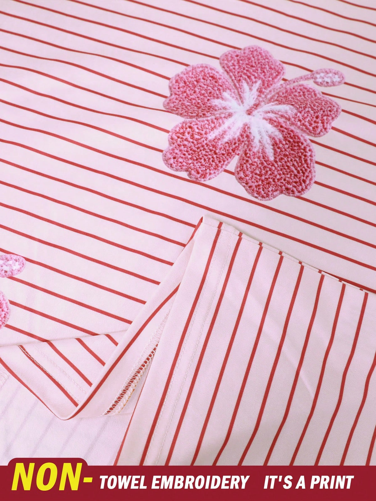 Women's Casual Pink Pattern Short Sleeve T-Shirt