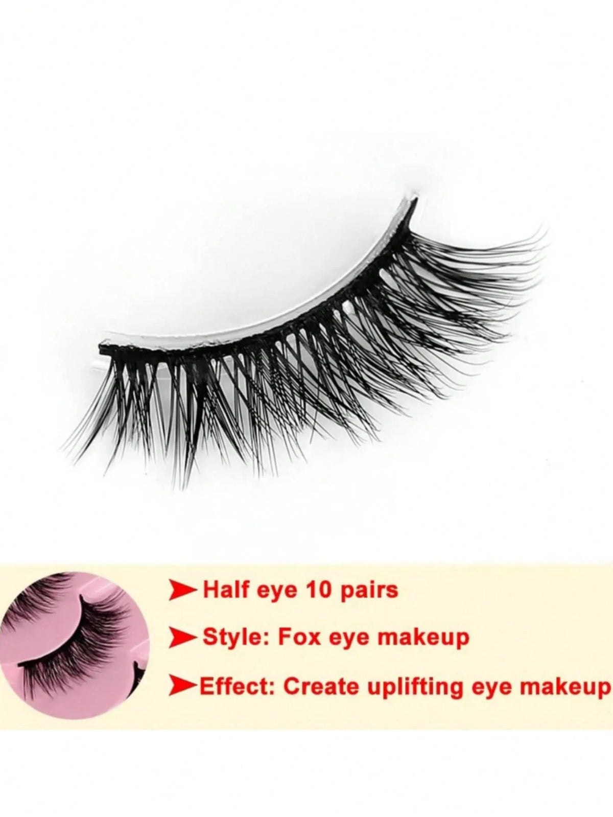 Women's 10-Pair Half-Lash 3D Faux Mink Cat Eye False Eyelash Set