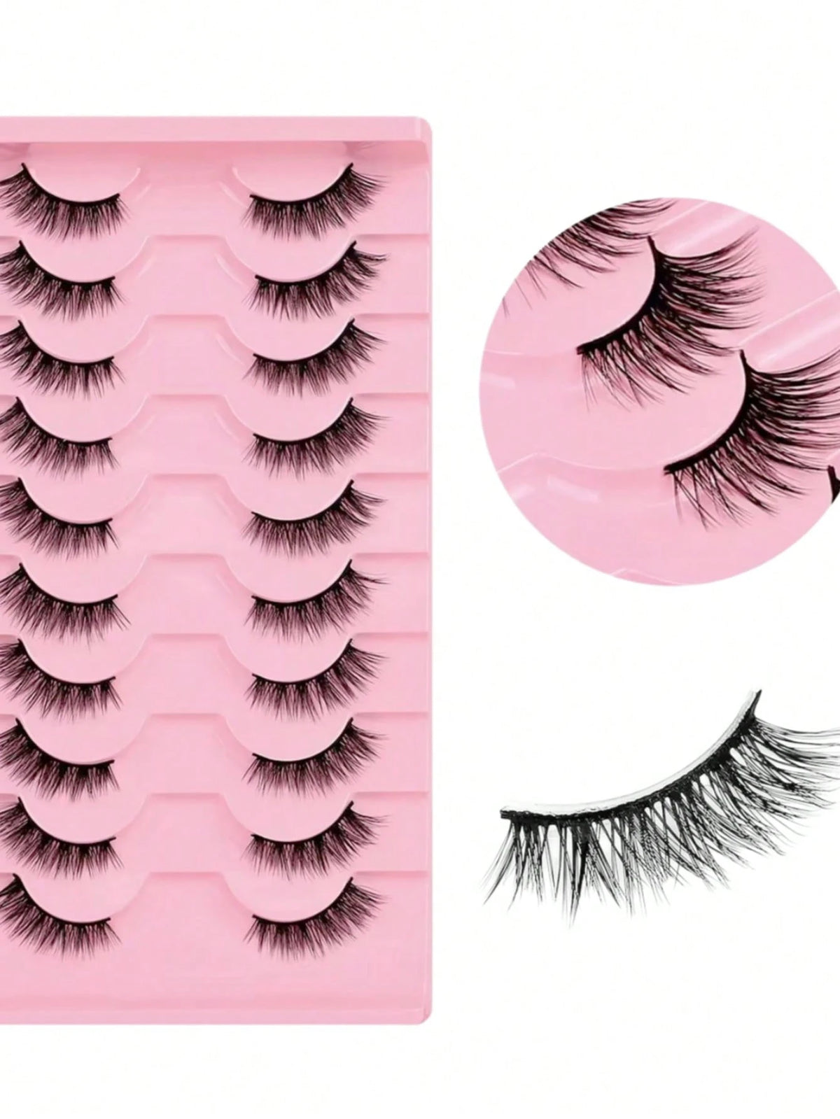 Women's 10-Pair Half-Lash 3D Faux Mink Cat Eye False Eyelash Set