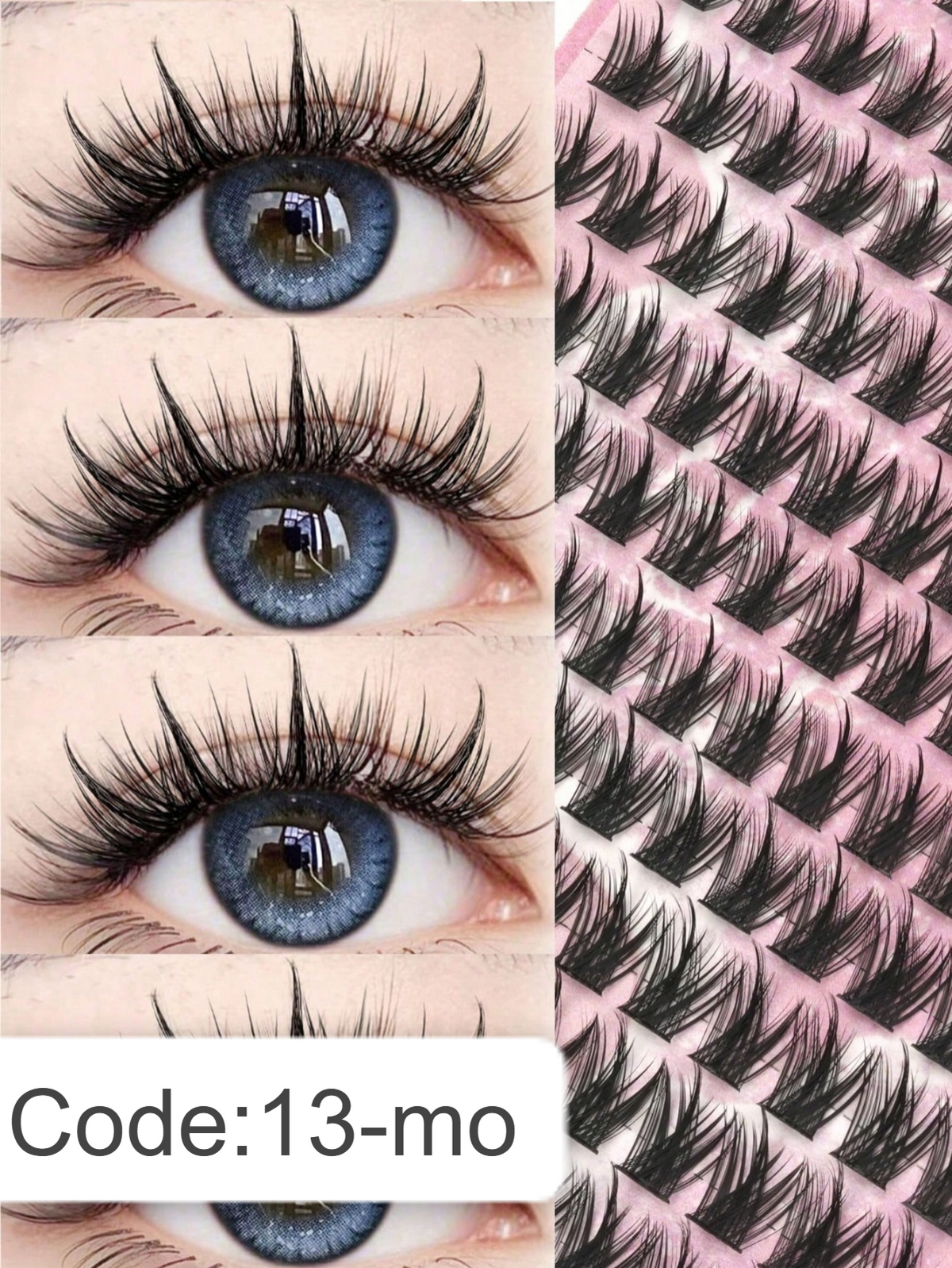 Shein Women's 156 Clusters Fluffy False Eyelashes Set; Code: 13-mo