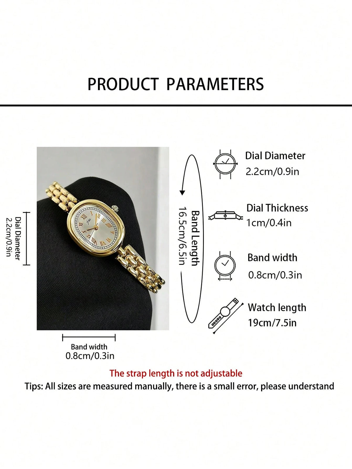 Women's Vintage Oval Dial Gold Watch and Bracelet Set