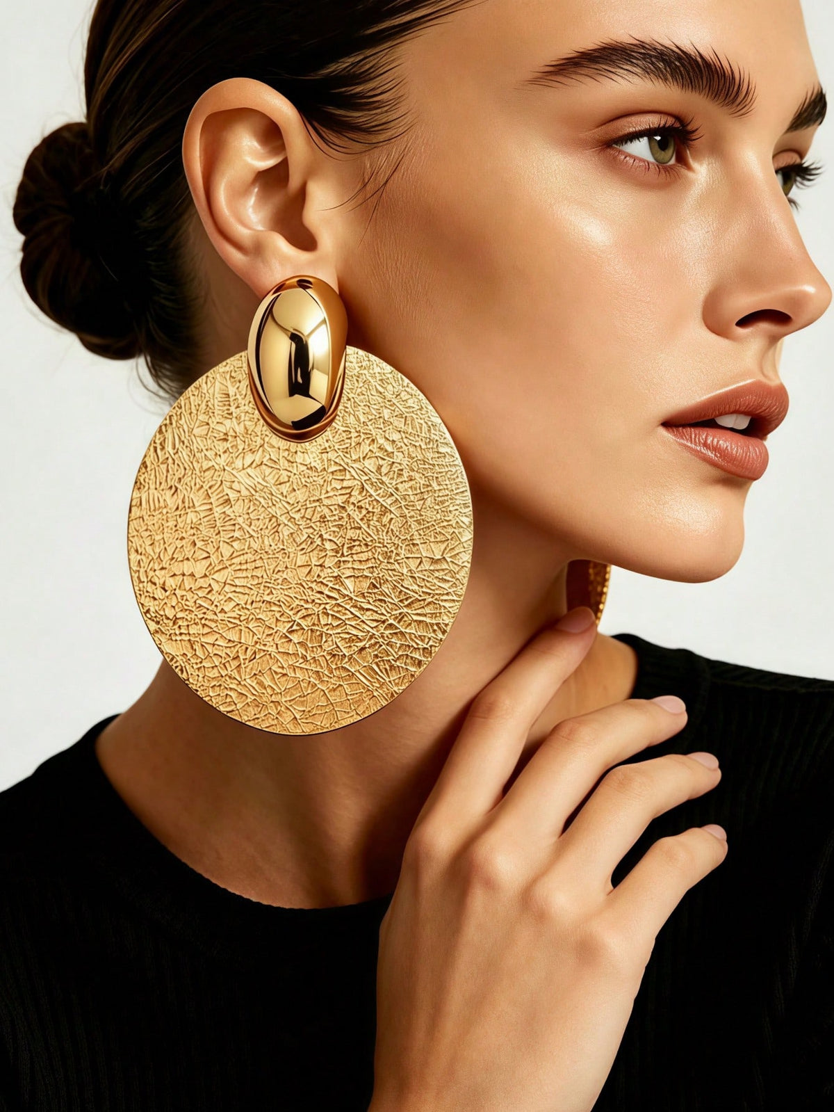 Women's Vintage Cracked Texture Round Disc Dangle Earrings