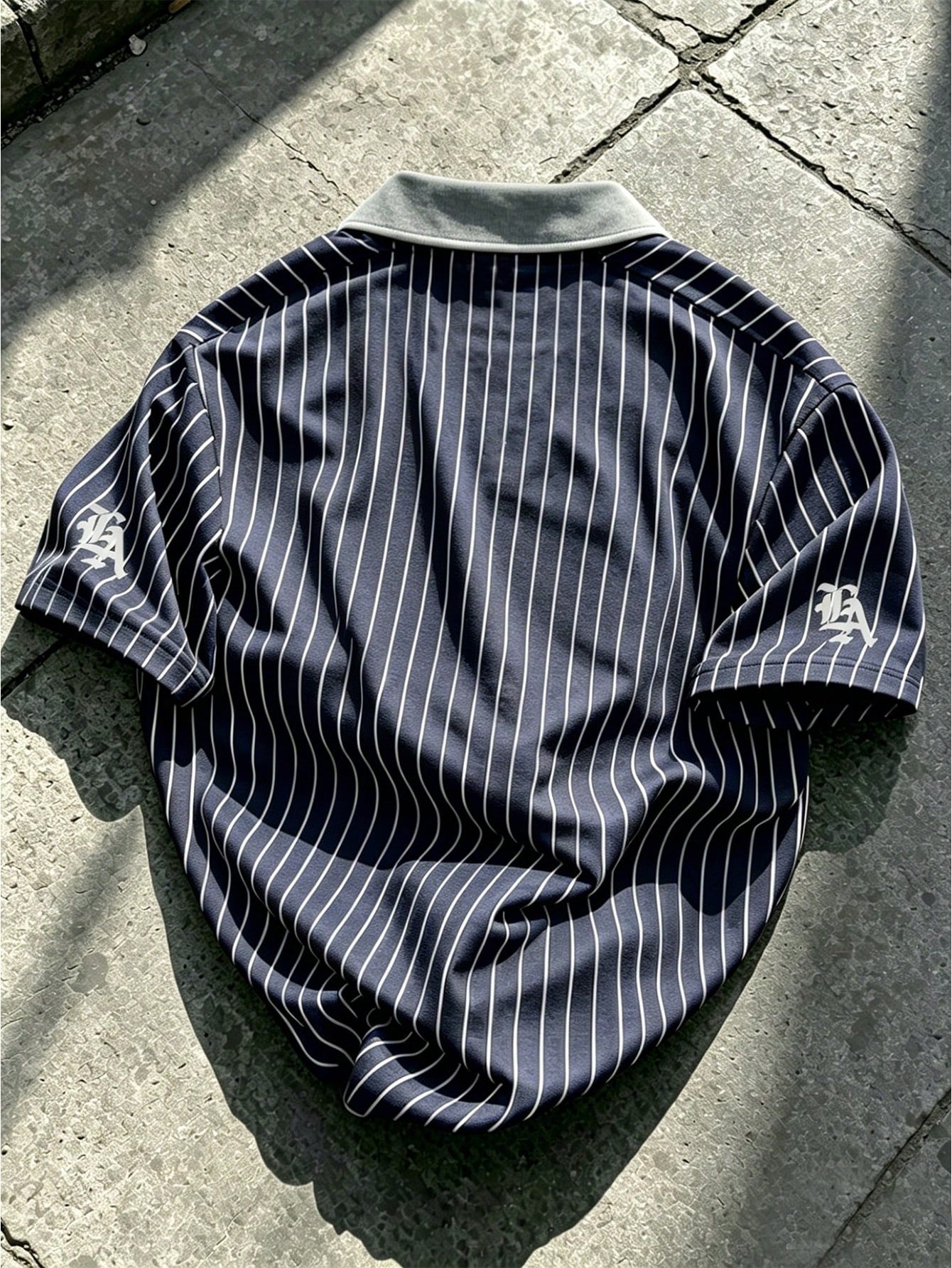 Manfinity EMRG Men's Casual Striped Digital Print Polo Shirt