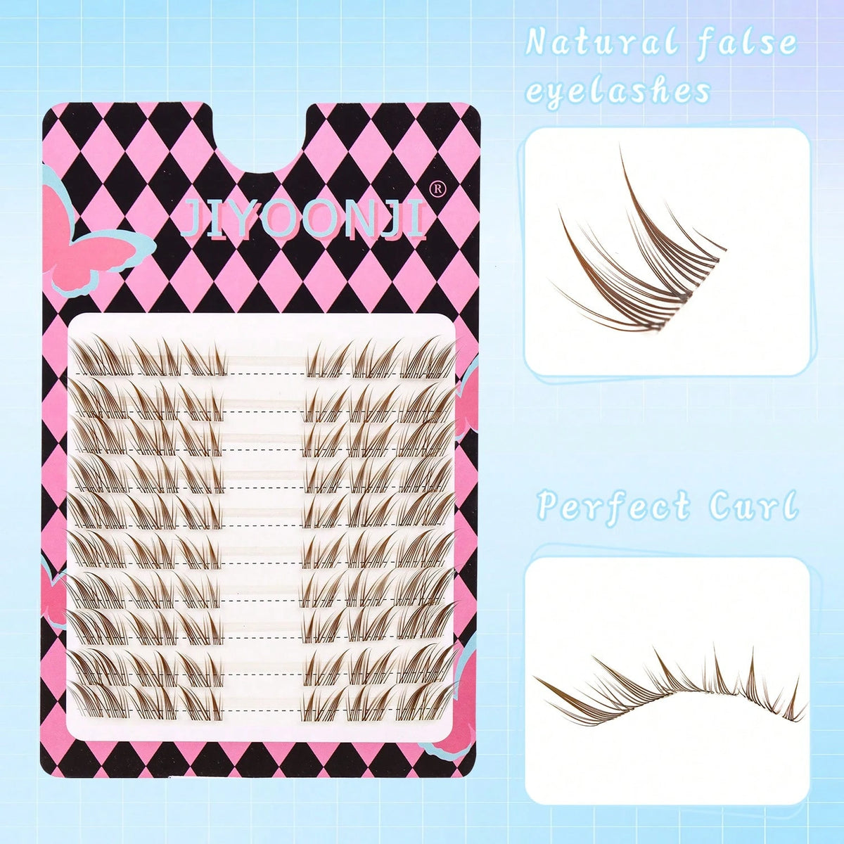 Women's 60 Clusters DIY Cat Eye Brown False Eyelash Set
