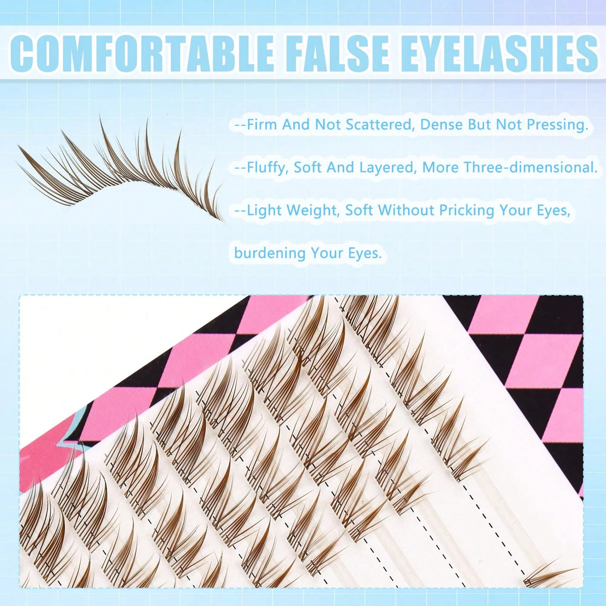 Women's 60 Clusters DIY Cat Eye Brown False Eyelash Set