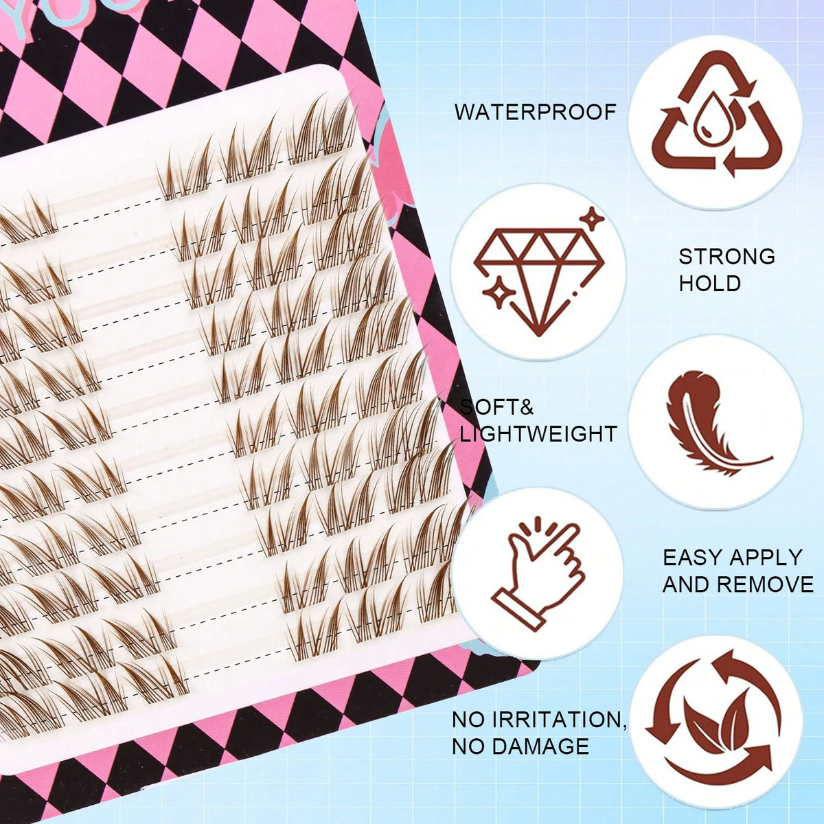 Women's 60 Clusters DIY Cat Eye Brown False Eyelash Set