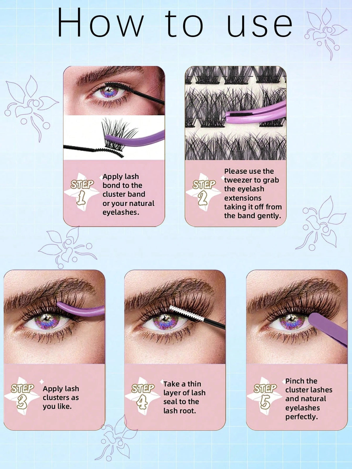 Women's 60 Clusters DIY Cat Eye Brown False Eyelash Set