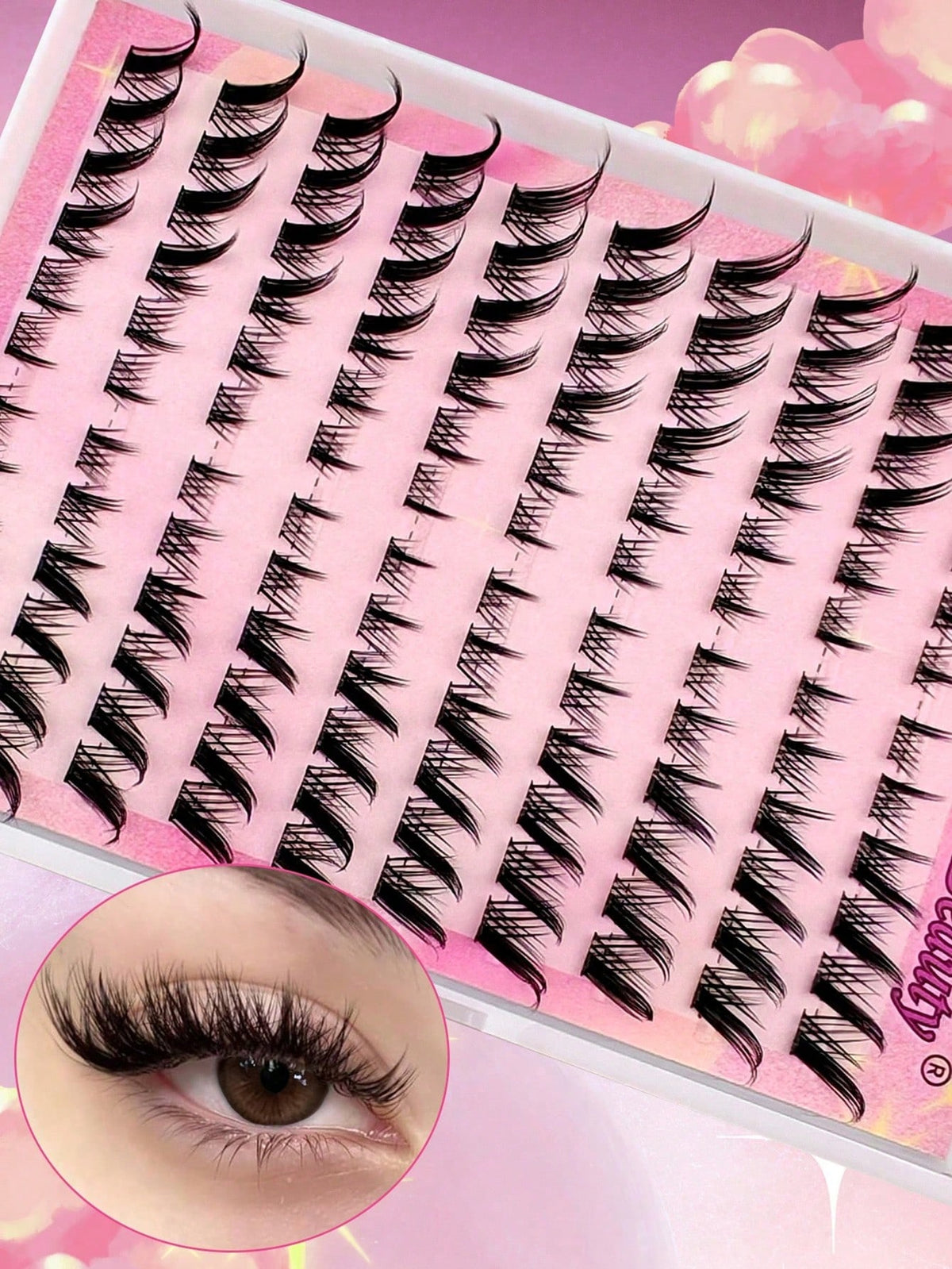 Women's 120-Piece Self-Adhesive Mixed Length Cluster False Eyelash Set