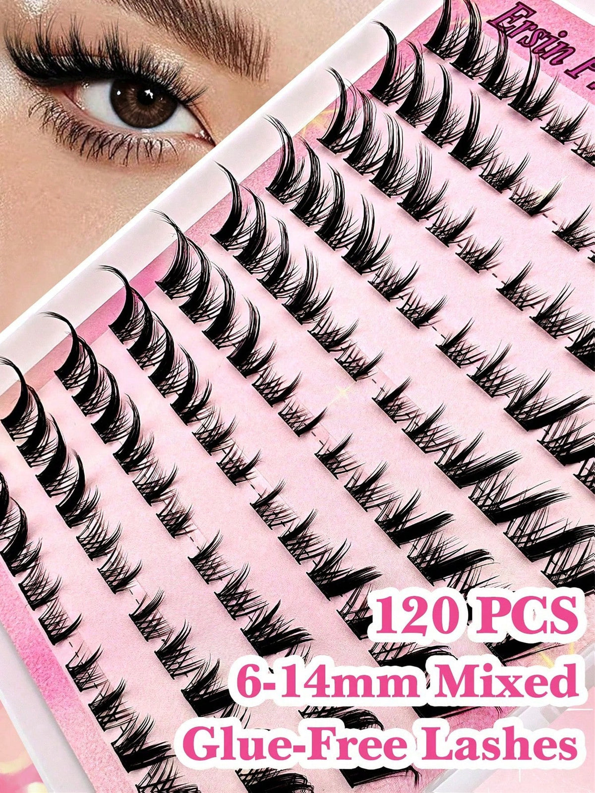 Women's 120-Piece Self-Adhesive Mixed Length Cluster False Eyelash Set