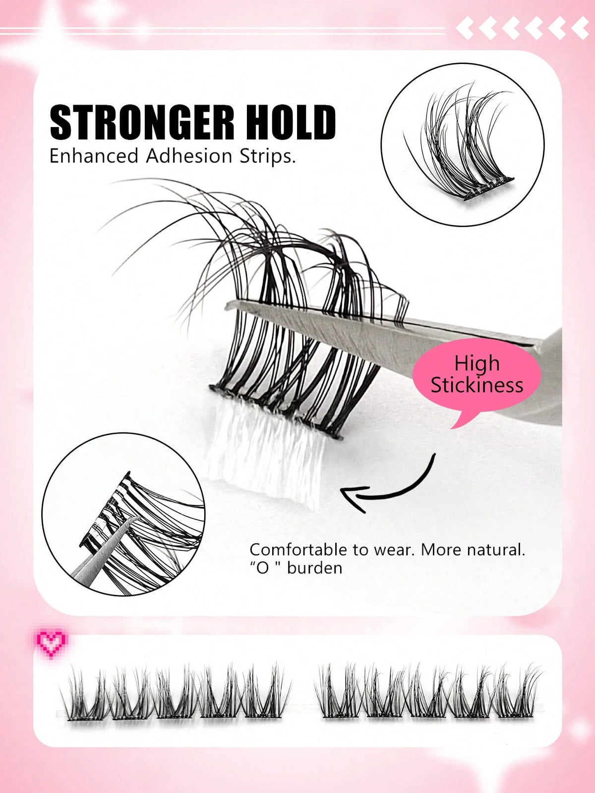 Women's Self-Adhesive Fluffy D Curl False Eyelash Cluster Set