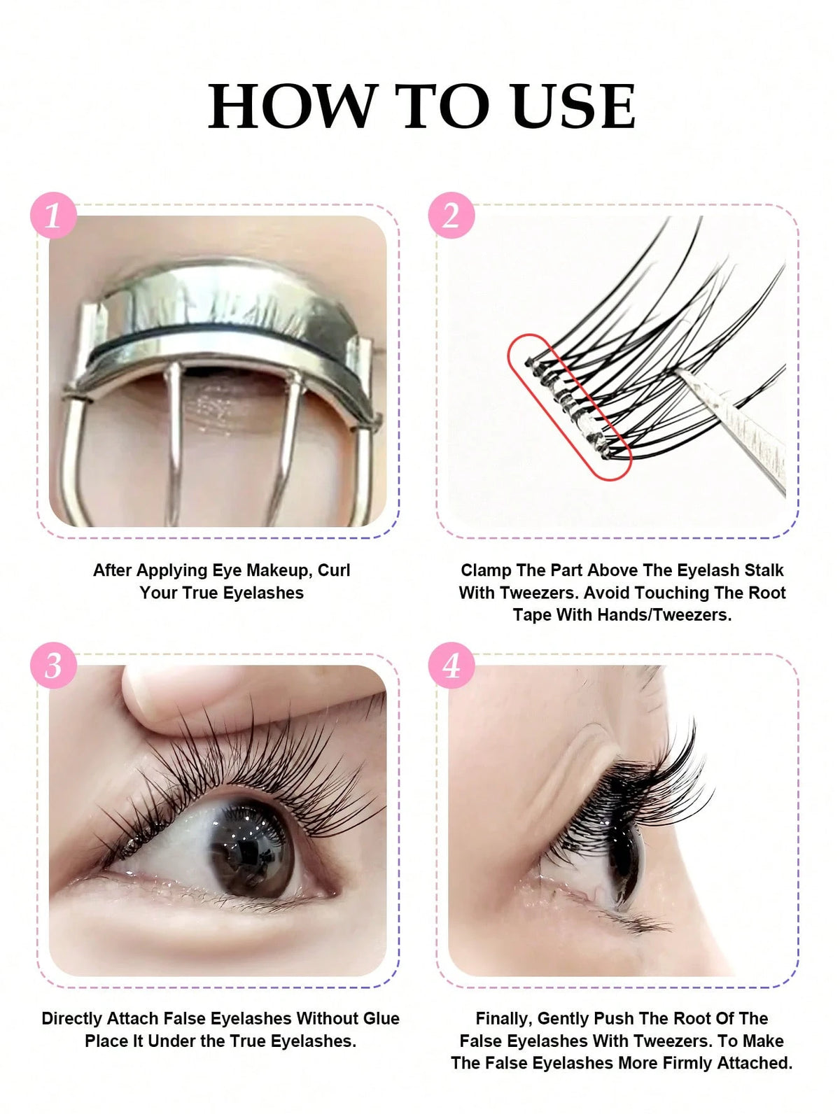 Women's Self-Adhesive Fluffy D Curl False Eyelash Cluster Set