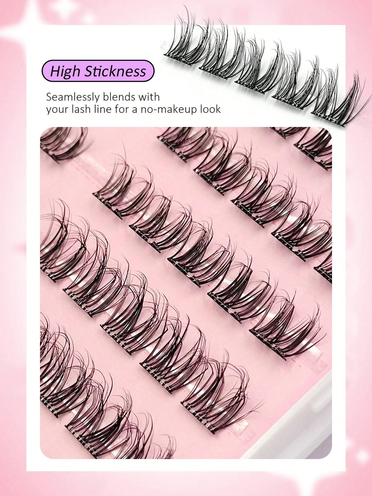 Women's Self-Adhesive Fluffy D Curl False Eyelash Cluster Set