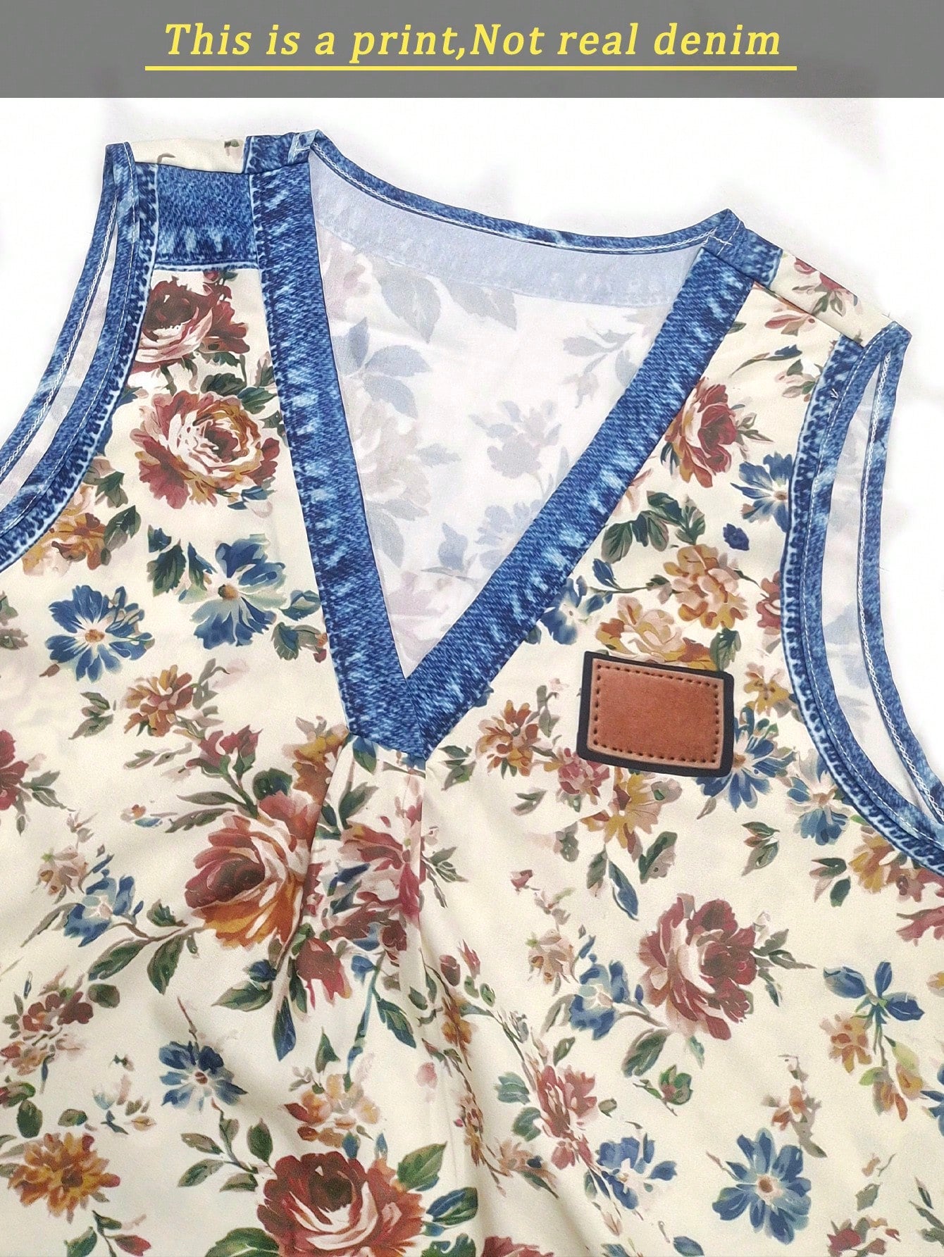 Women's Bohemian Floral V-Neck Sleeveless Blouse