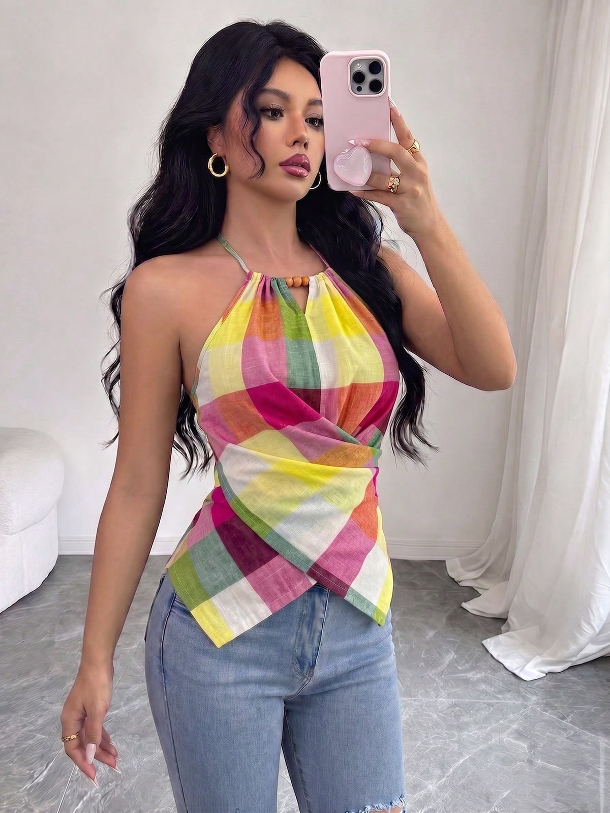 Women's Casual Bow Tie Halter Neck Sleeveless Tank Top