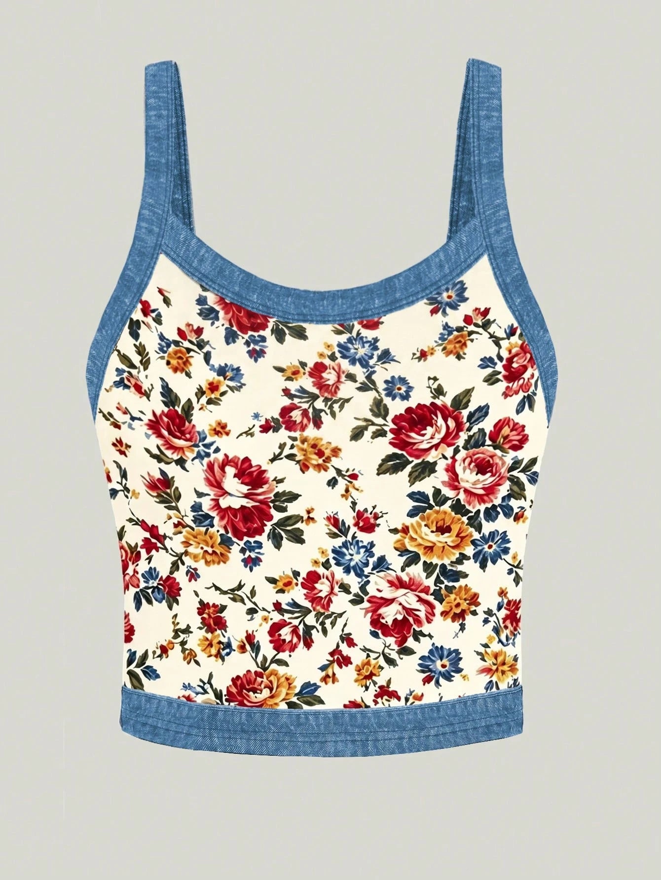 Women's Bohemian Floral Print Deep V-Neck Tank Top
