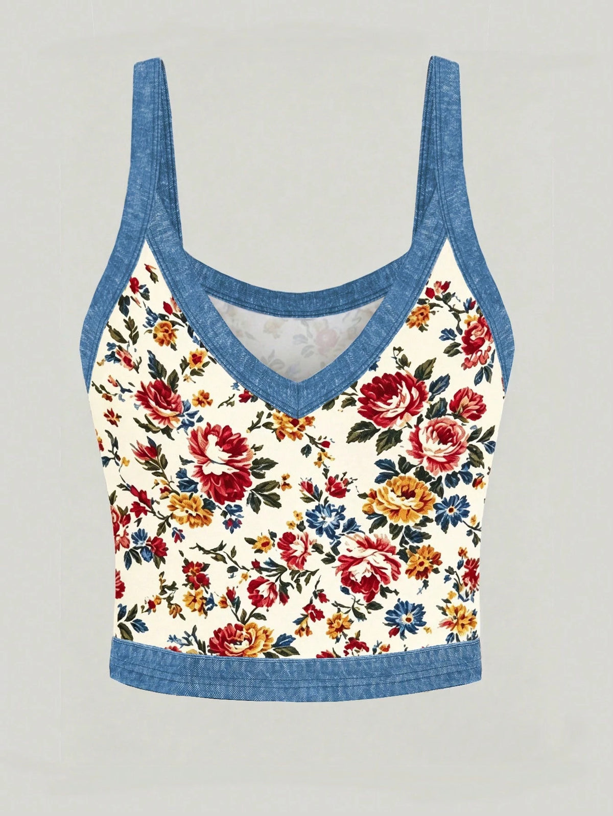 Women's Bohemian Floral Print Deep V-Neck Tank Top