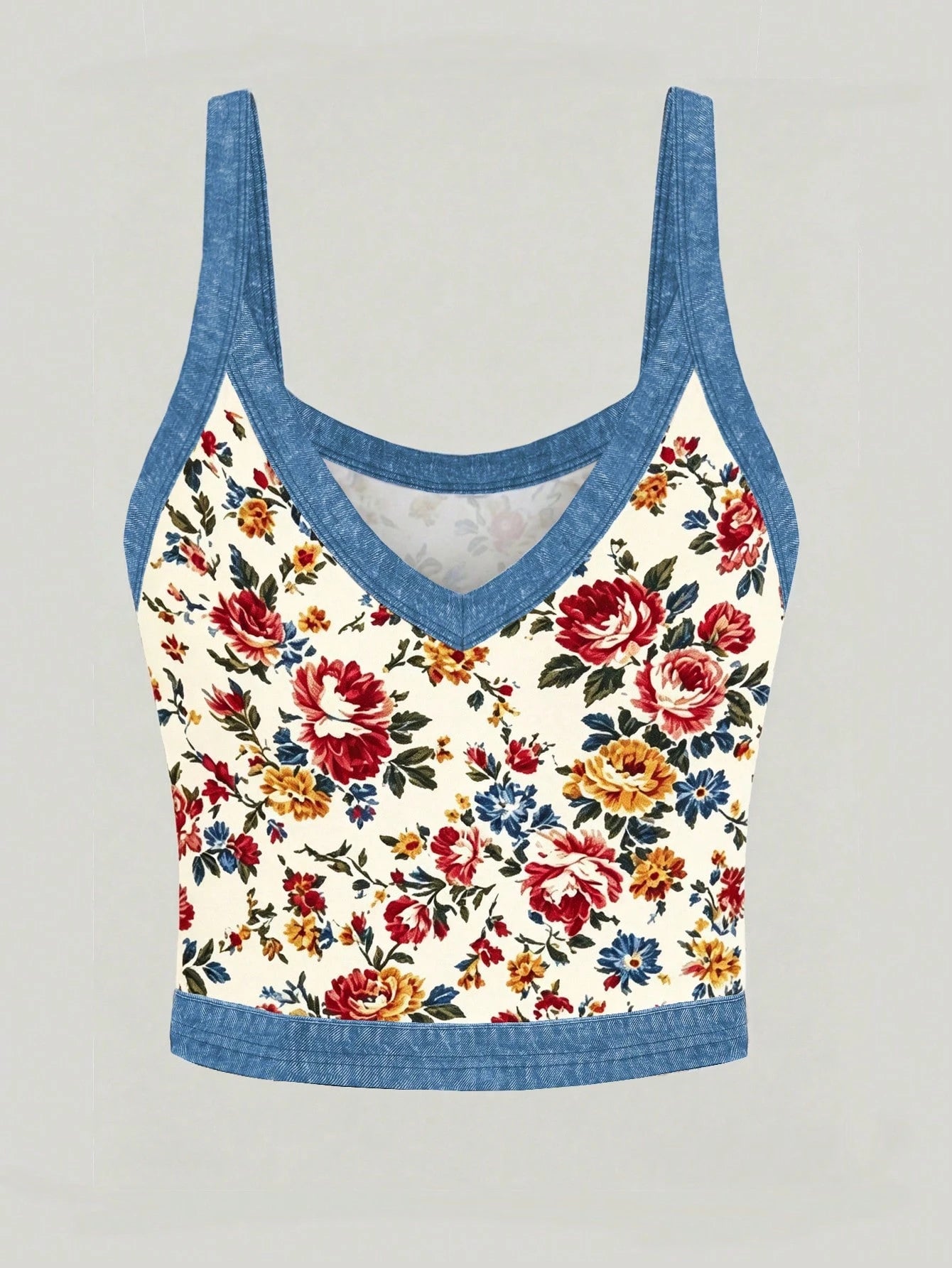 Women's Bohemian Floral Print Deep V-Neck Tank Top