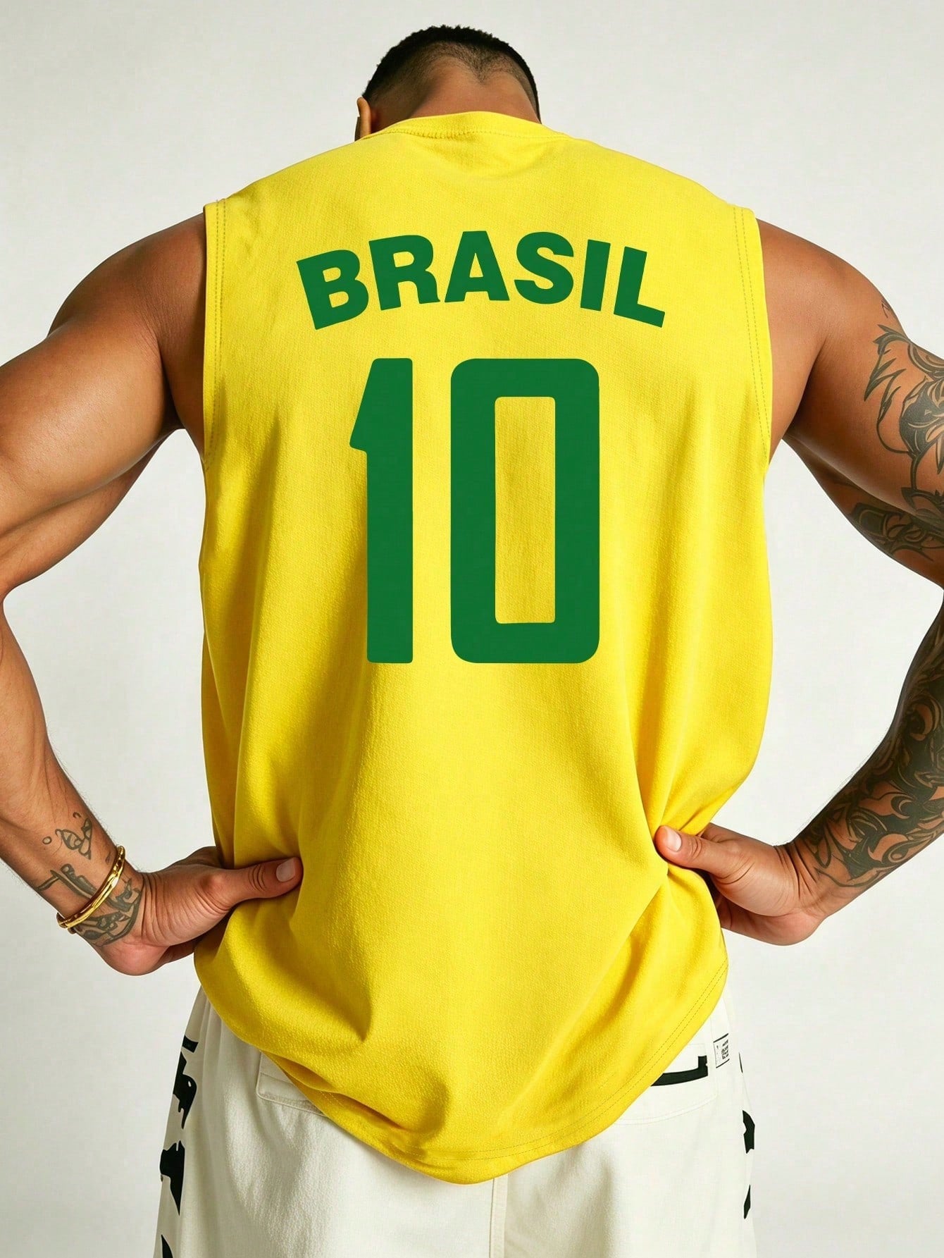 SHEIN Retro Brazil Football Tank Top Legendary Number 10