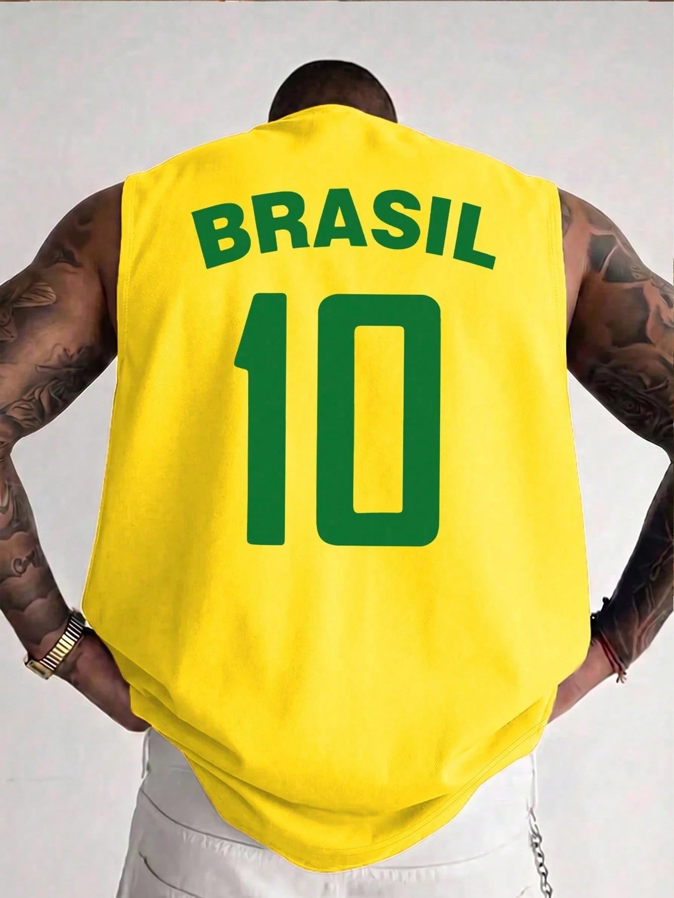 SHEIN Retro Brazil Football Tank Top Legendary Number 10