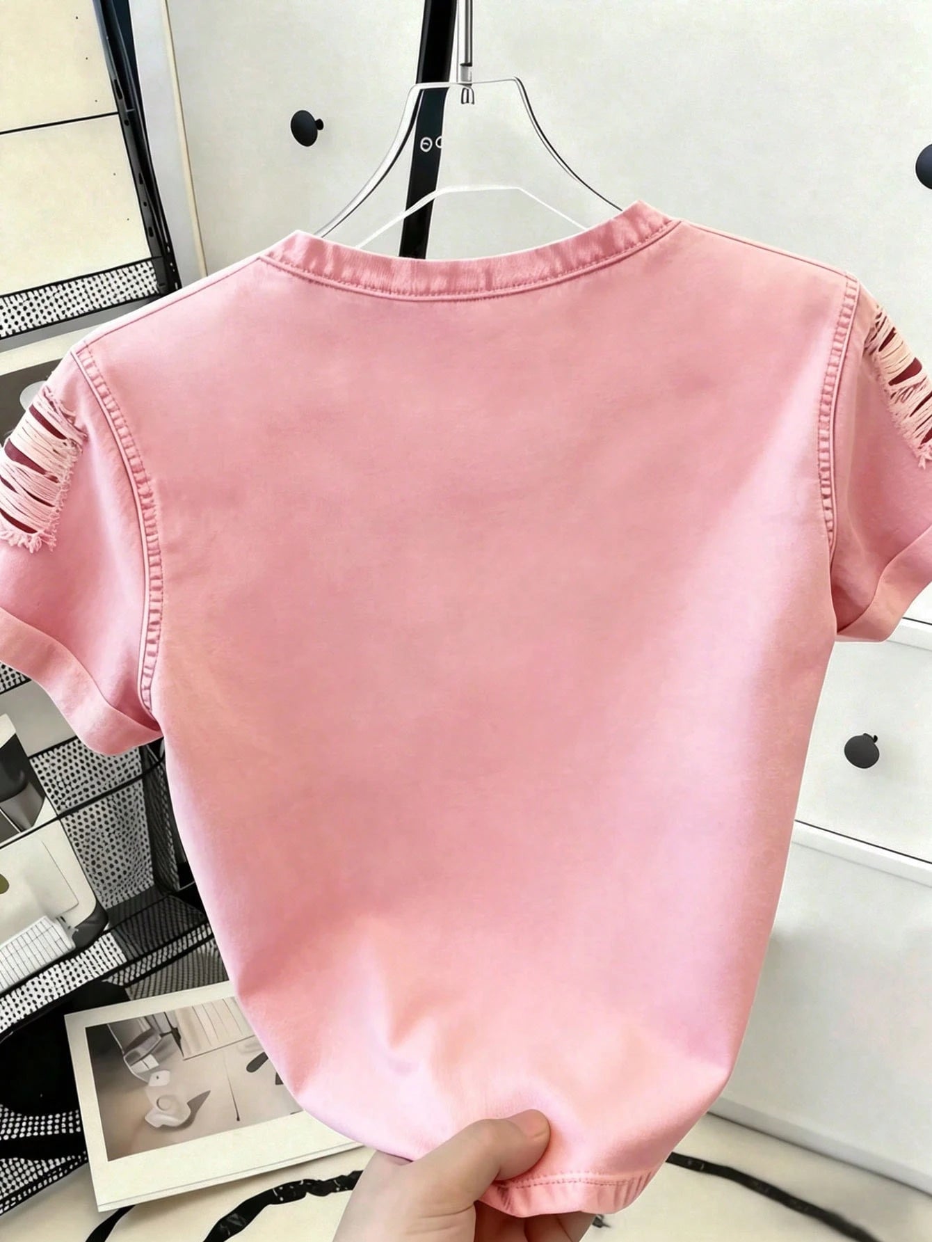 Women's Casual Ripped Round Neck Short Sleeve T-Shirt