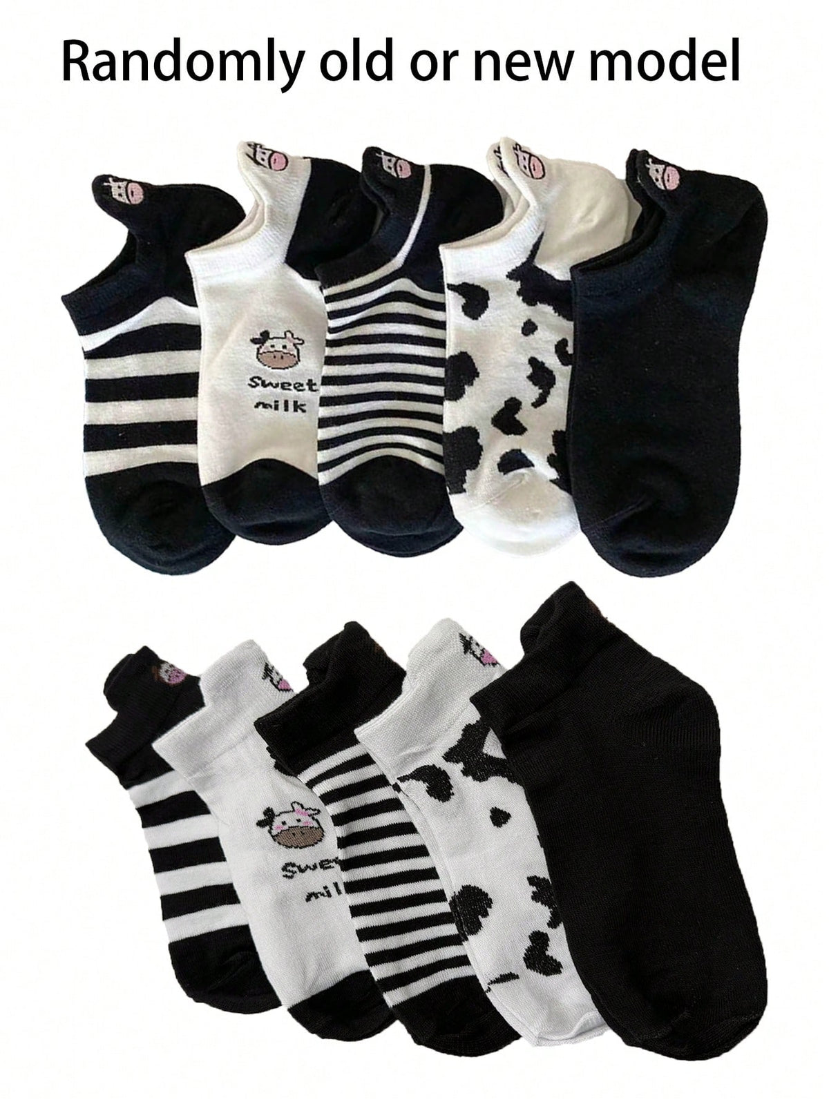 Women's Cow Print Rib-Knit Ankle Sock Set