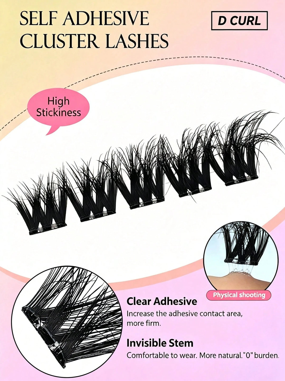 Women's Self-Adhesive Fluffy Cat Eye False Eyelash Cluster Set