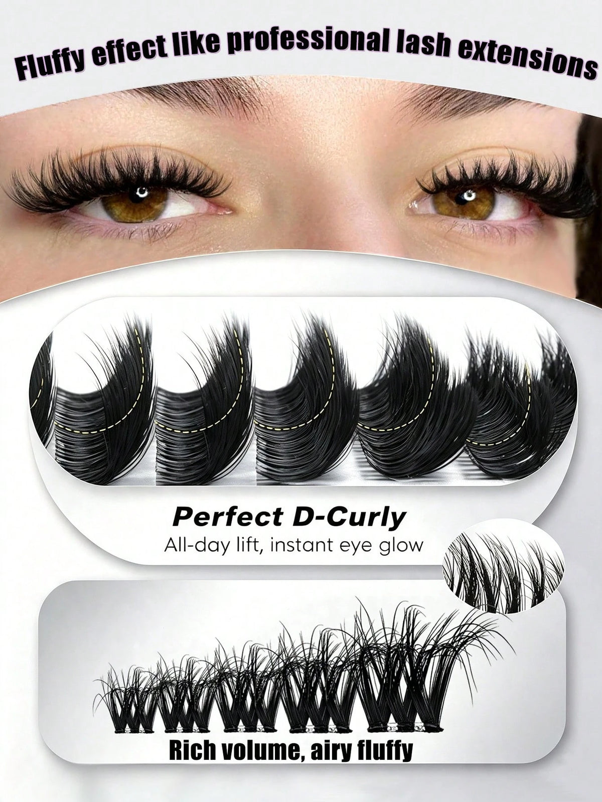 Women's Self-Adhesive Fluffy Cat Eye False Eyelash Cluster Set