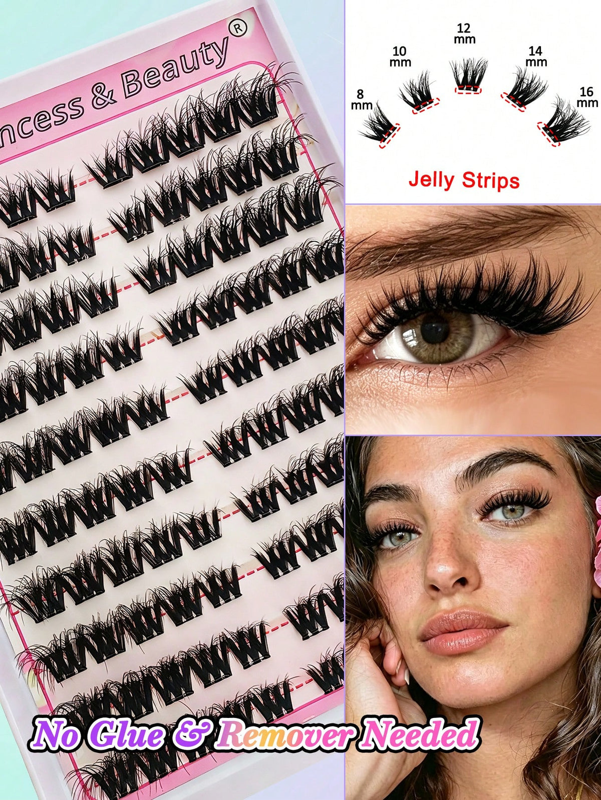 Women's Self-Adhesive Fluffy Cat Eye False Eyelash Cluster Set