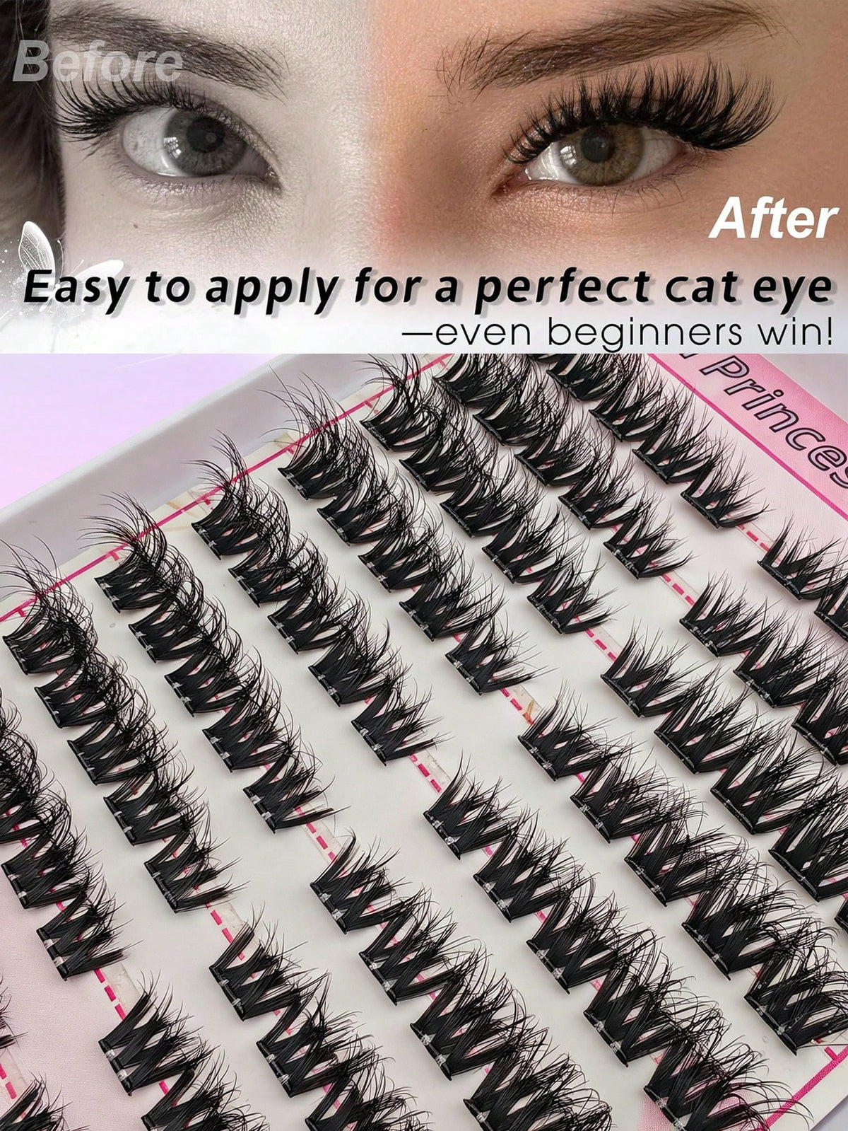 Women's Self-Adhesive Fluffy Cat Eye False Eyelash Cluster Set