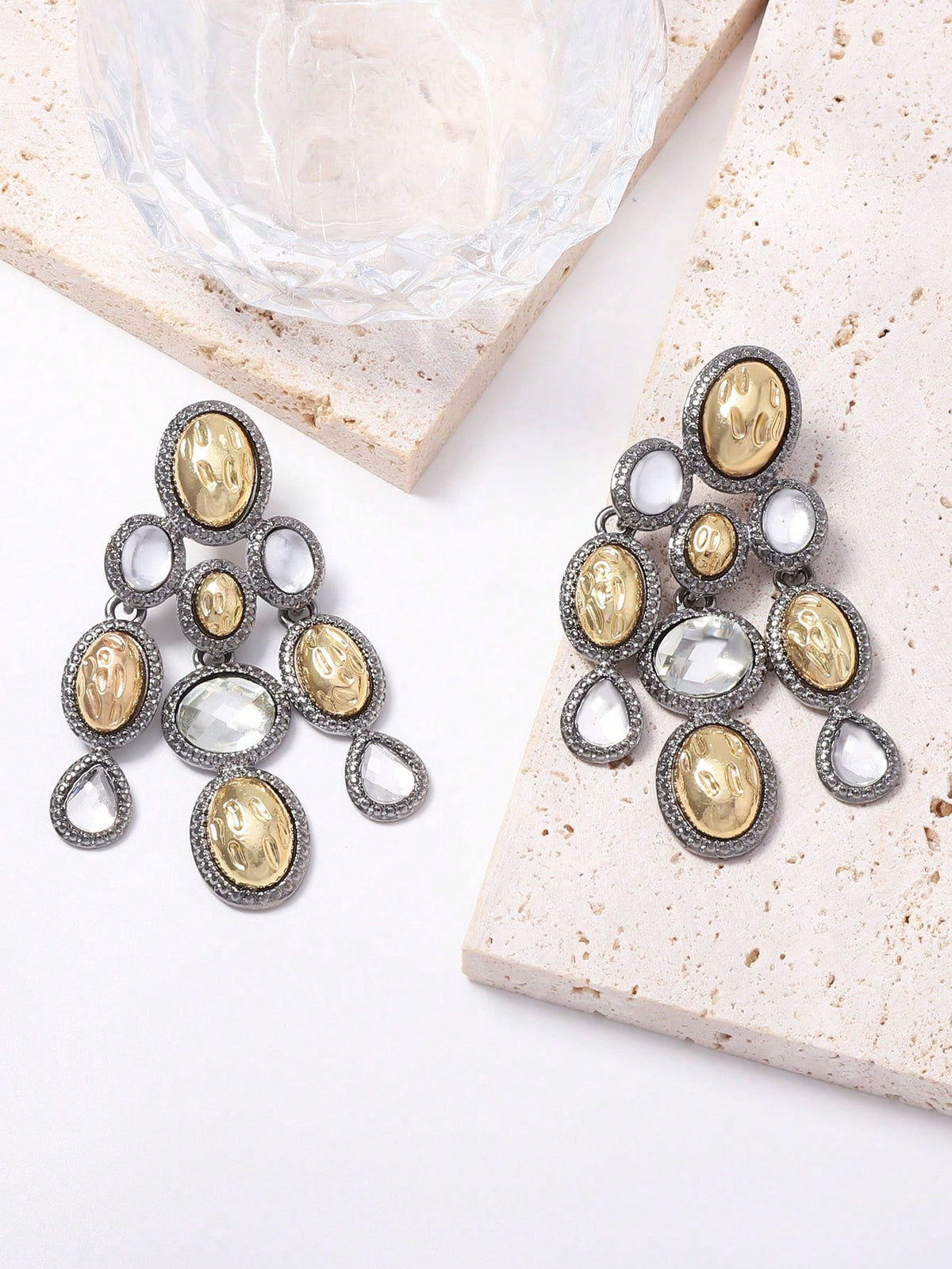 Women's Vintage Geometric Rhinestone Dangle Earring Set