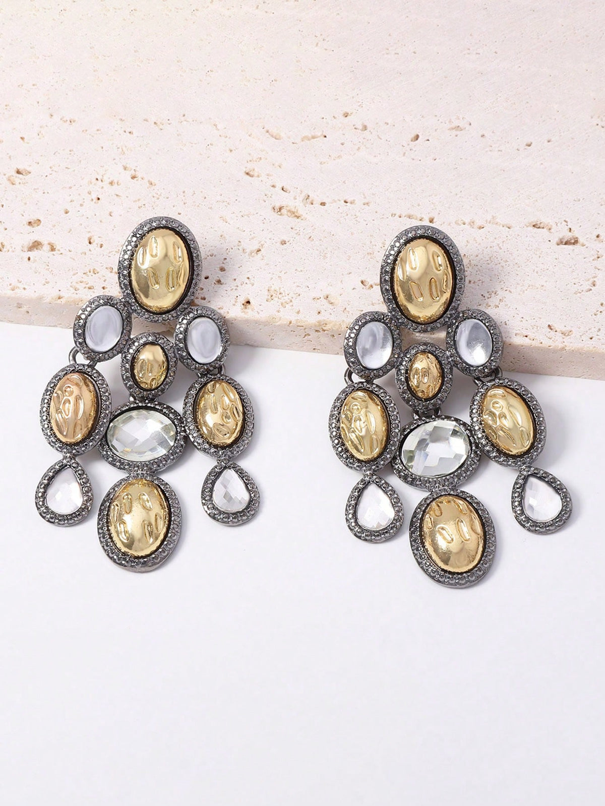 Women's Vintage Geometric Rhinestone Dangle Earring Set